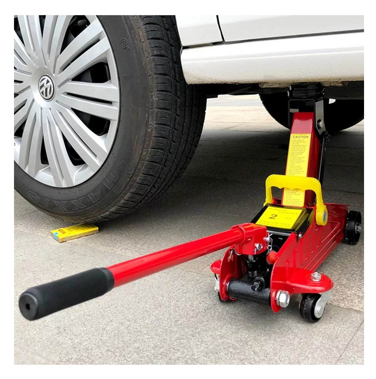 Gato Hidráulico Patín Portátil rojo con amarillo 