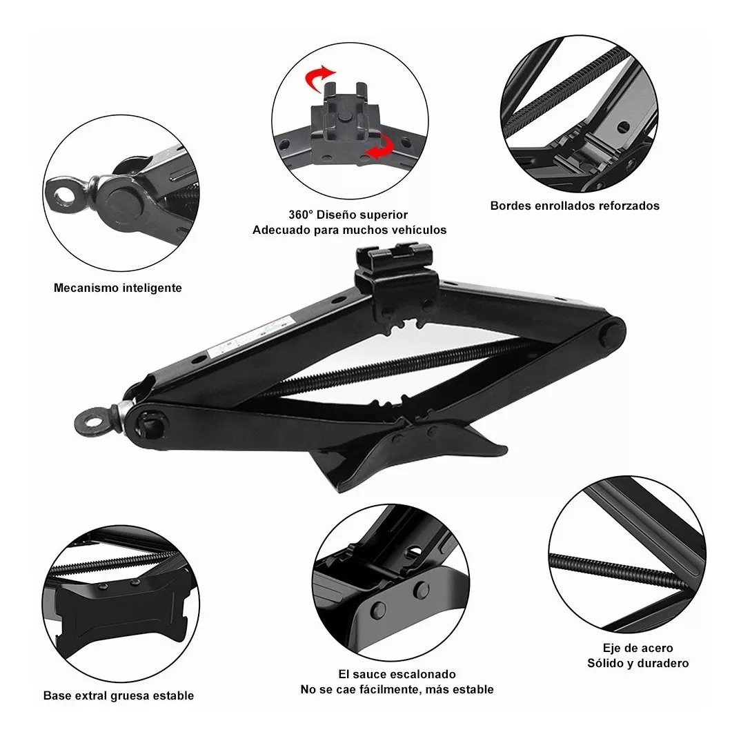 Gato Hidraulico De Tijeras De 3 Toneladas Negro