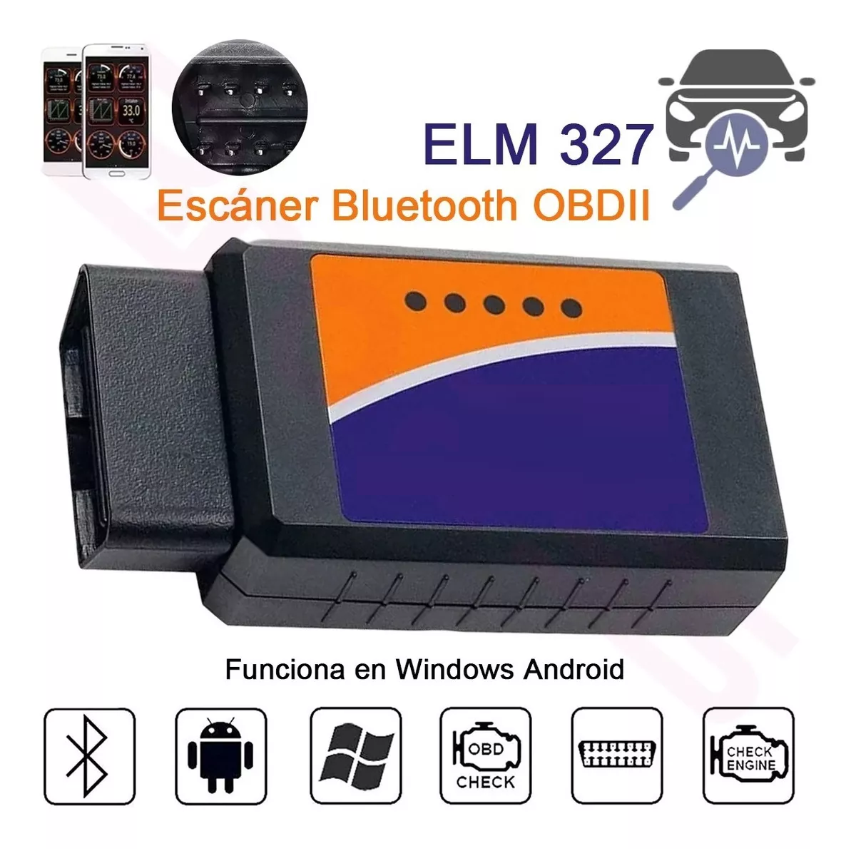 Escáner Automotriz Elm327 Obd2 Con Universal Bluetooth 