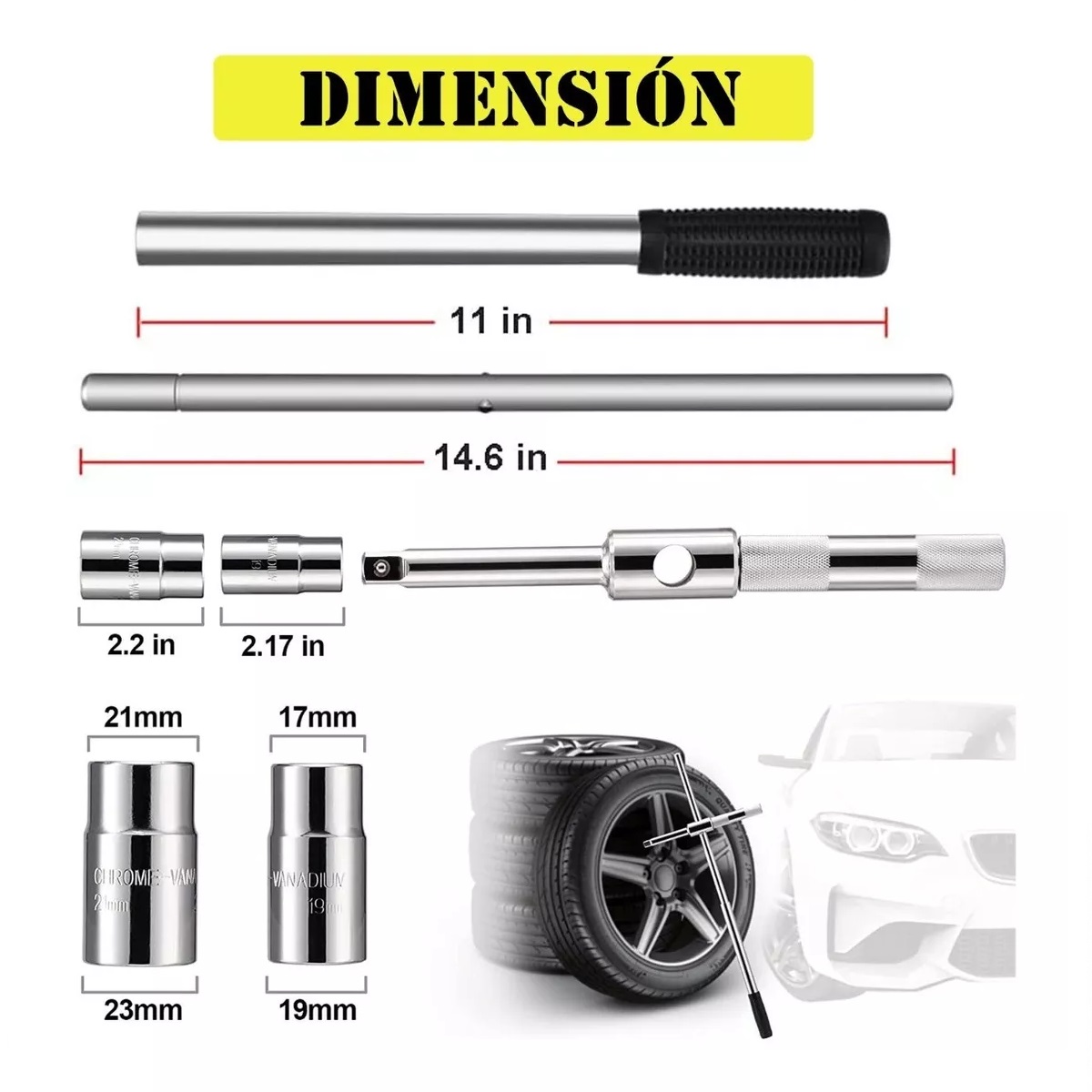 Llave Cruzada Extendida Universal De 4 Vías De 23''