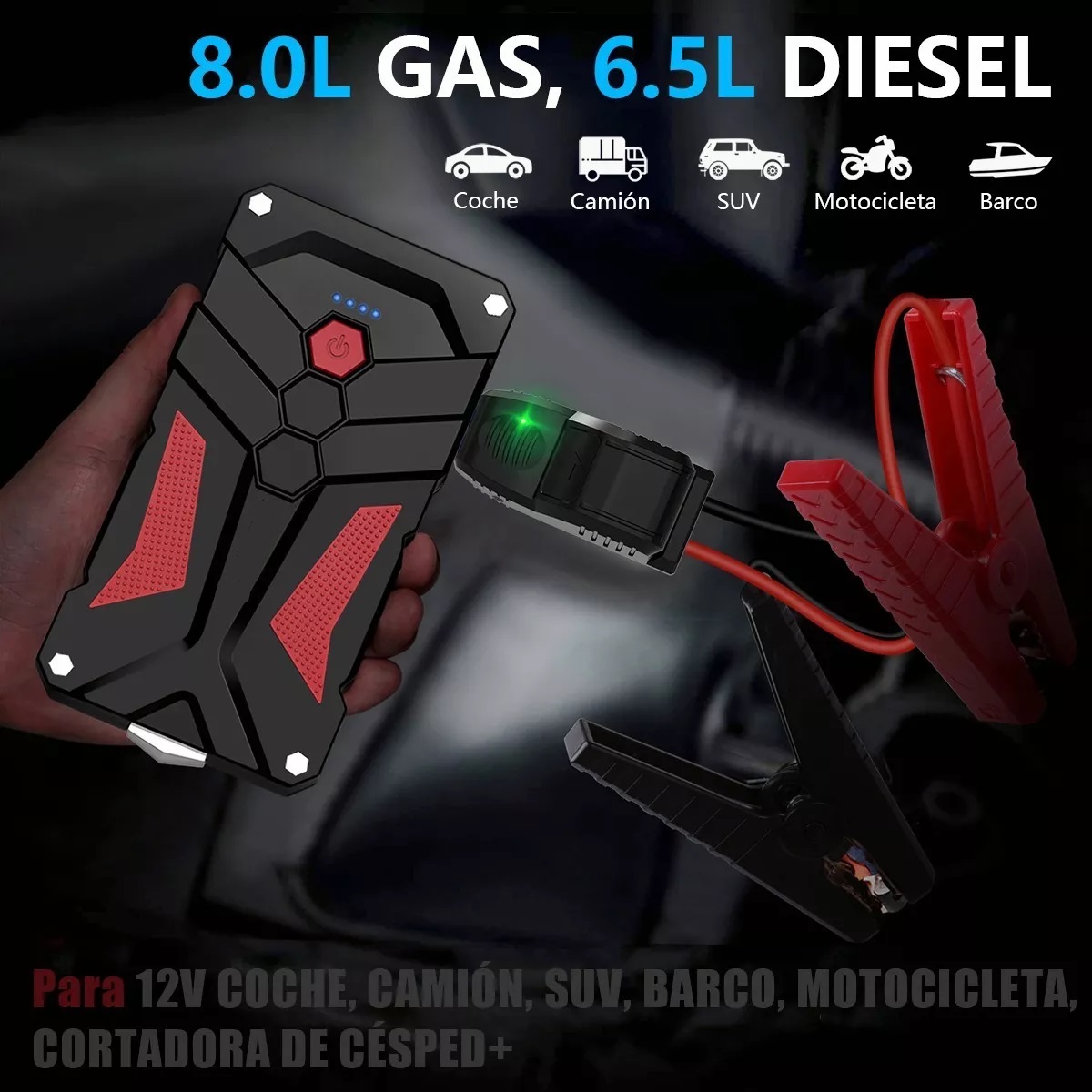 Arrancador De Batería De 2000a, 21800mah Para 8 Cilindros