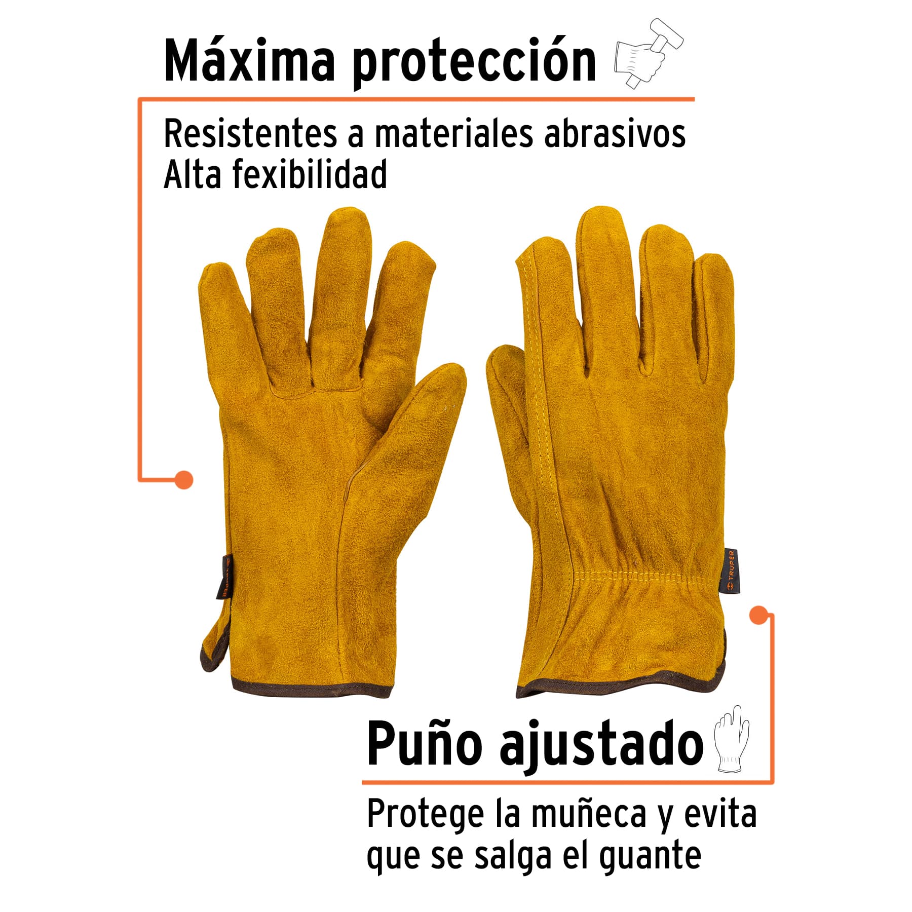 GUANTES DE CARNAZA, USOS GENERALES, GRANDES, TRUPER 14240