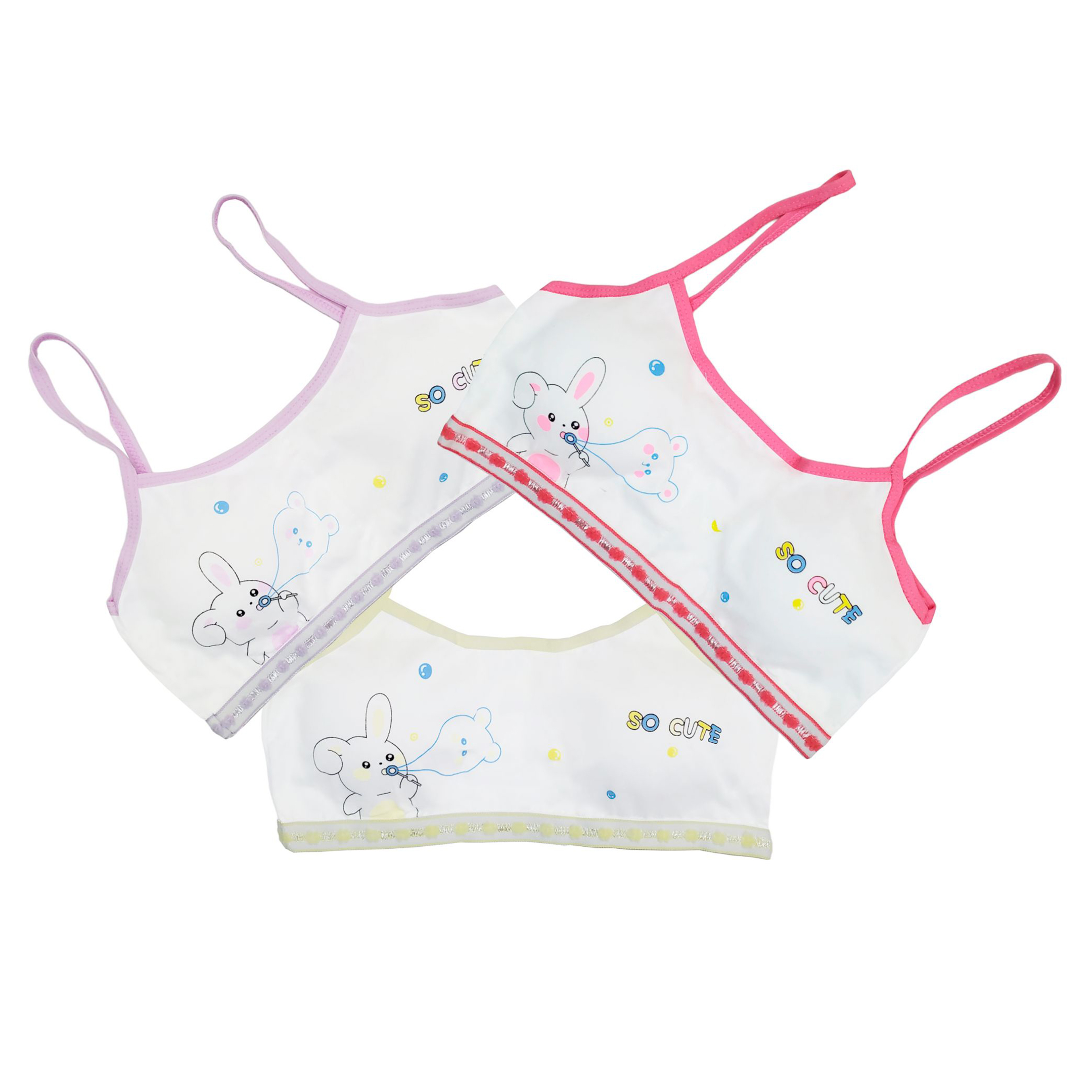 Corpiño Top Tirante Delgado Blanco Figuras Para Niña 6pz.