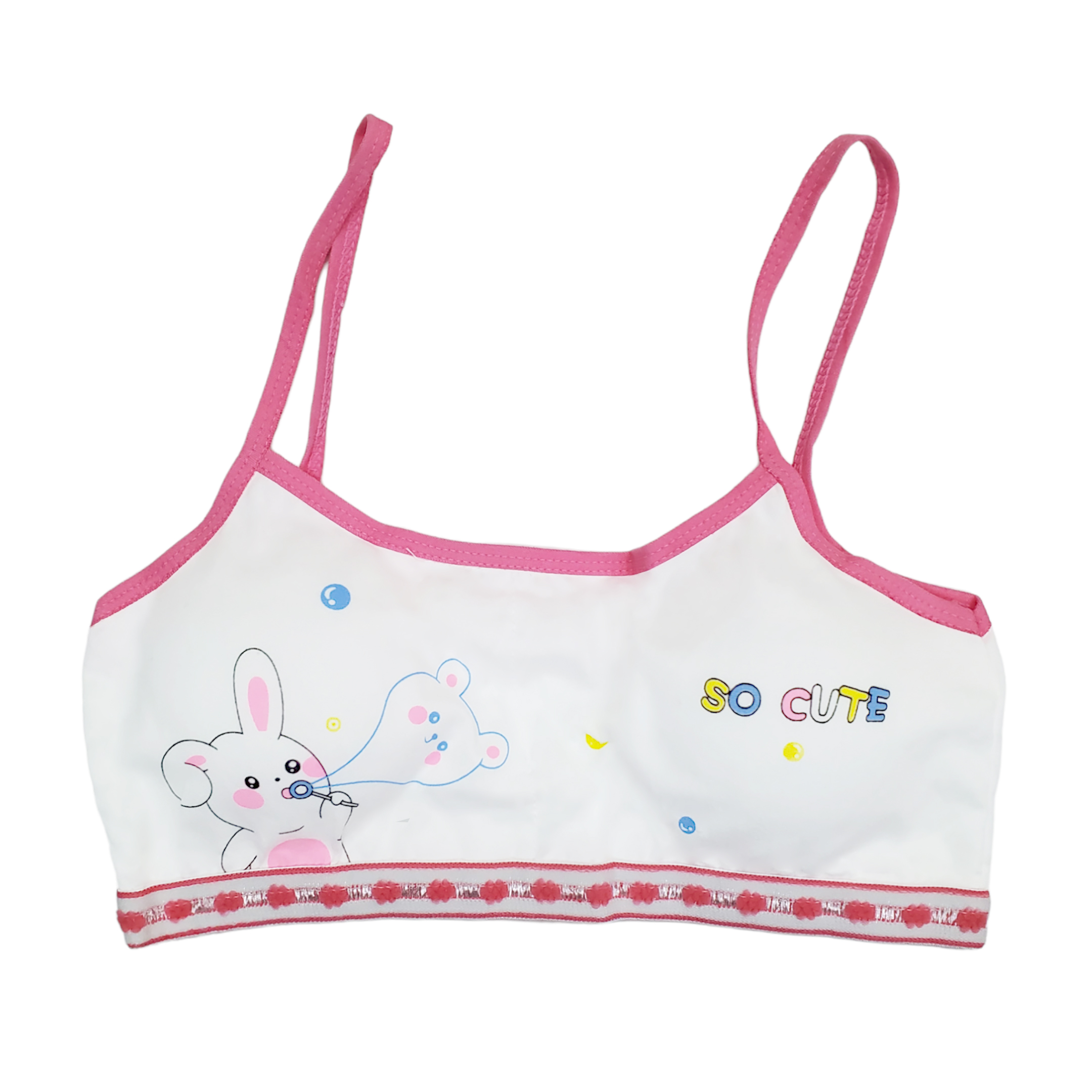 Corpiño Top Tirante Delgado Blanco Figuras Para Niña 6pz.