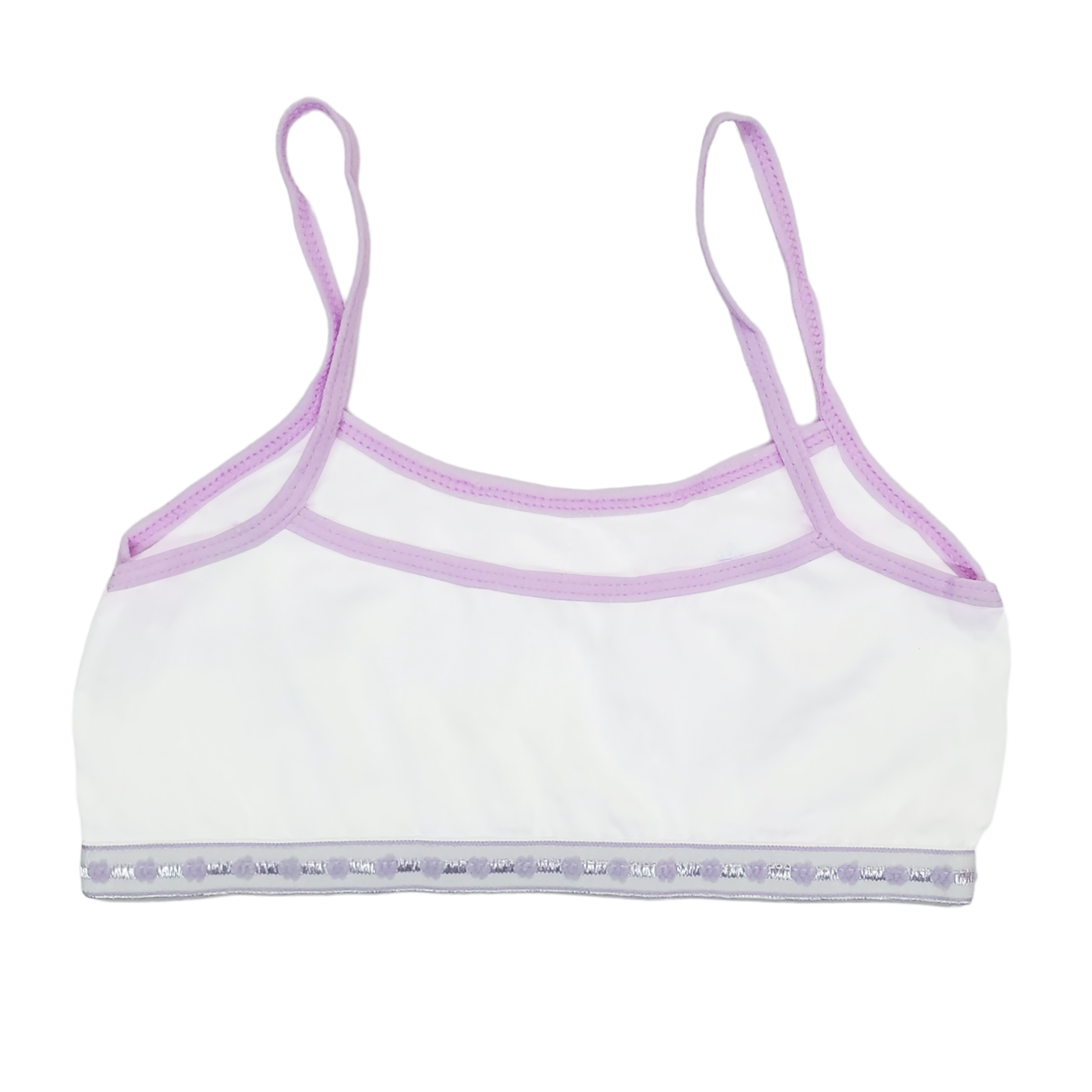 Corpiño Top Tirante Delgado Blanco Figuras Para Niña 6pz.