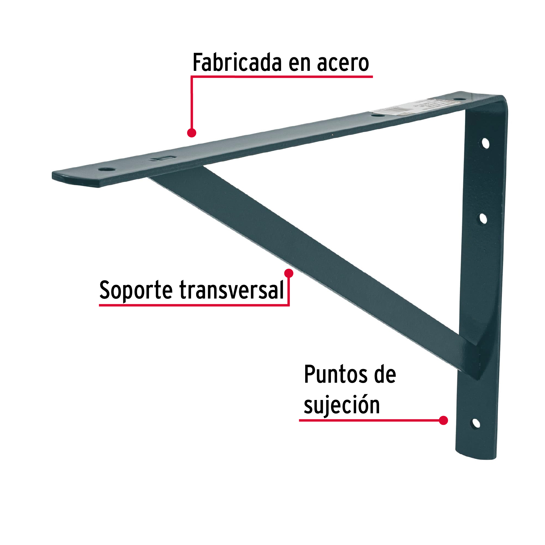 MÉNSULA DE ACERO REFORZADA GRIS 10 X 16", FIERO 44674