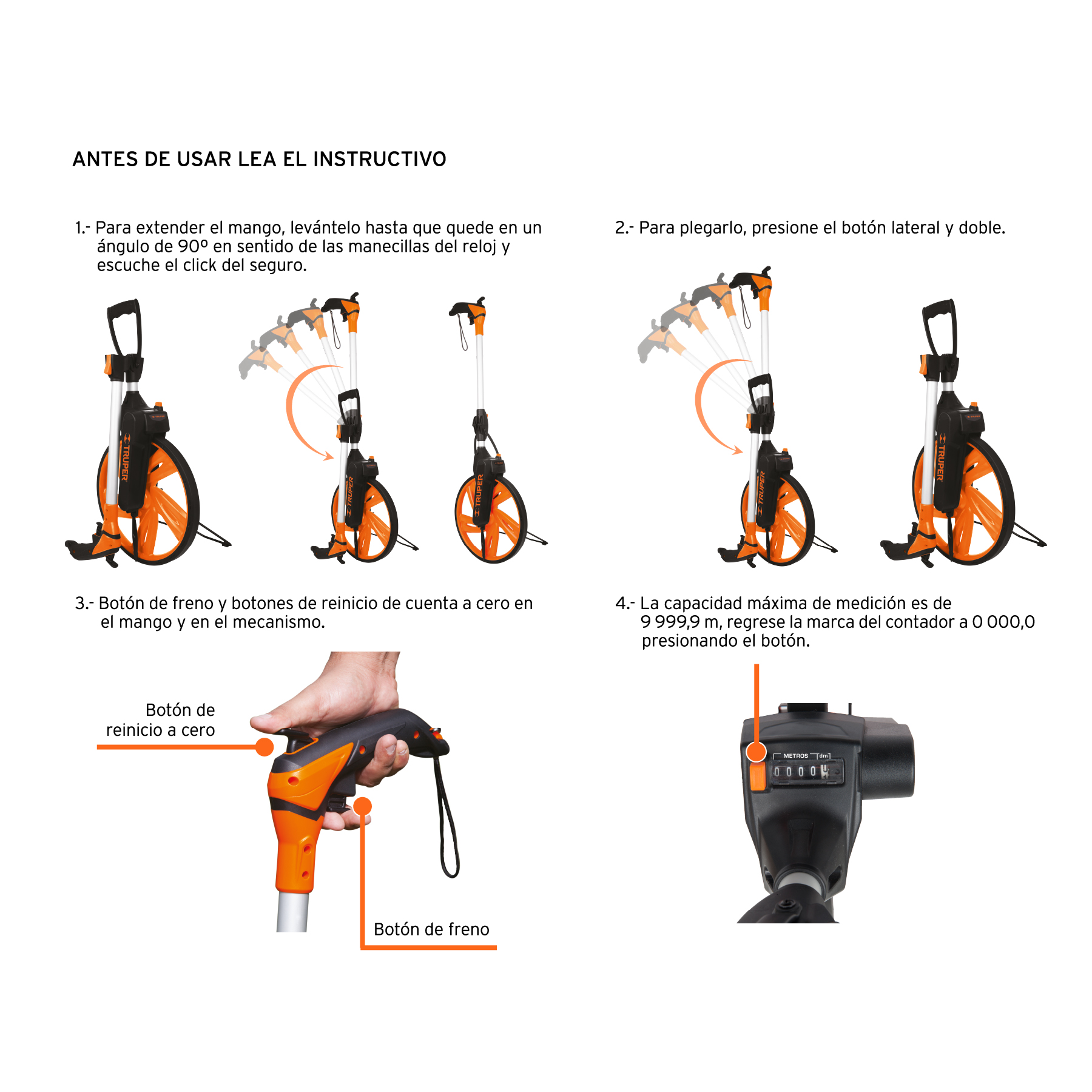 ODÓMETRO CON FRENO, RUEDA DE 13", TRUPER 15831