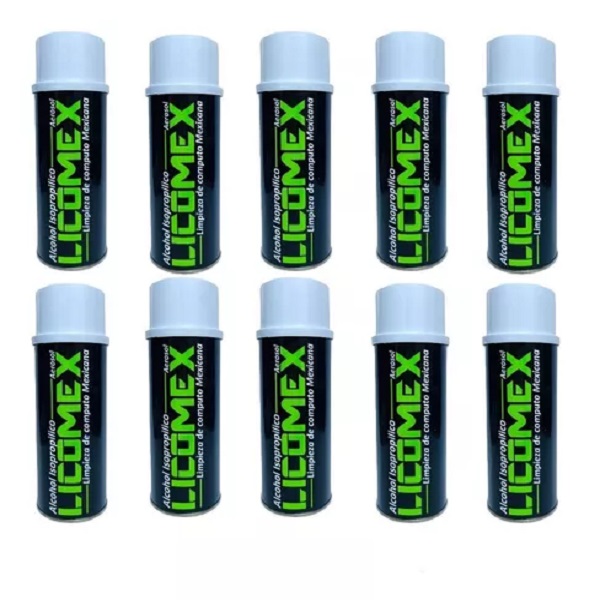10 Piezas Alcohol Isopropílico En Aerosol Licomex 440ml C/u