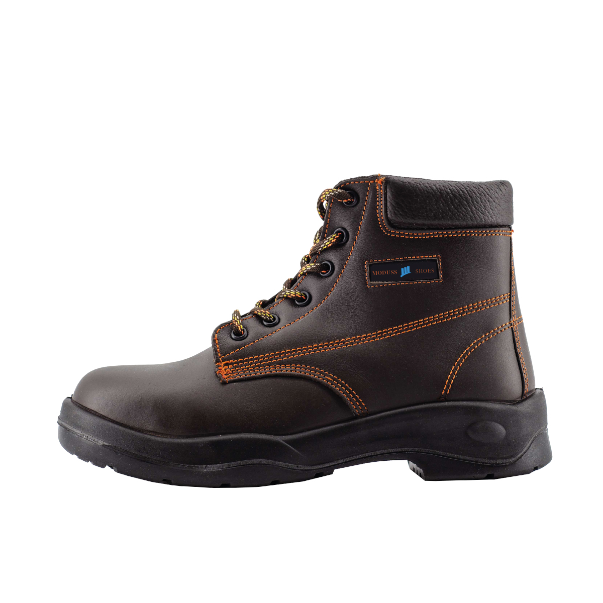 MODUSS SHOES bota de seguridad con punta de acero BORCEGUI MODELO 032 COLOR CAFÉ SUELA NEGRA
