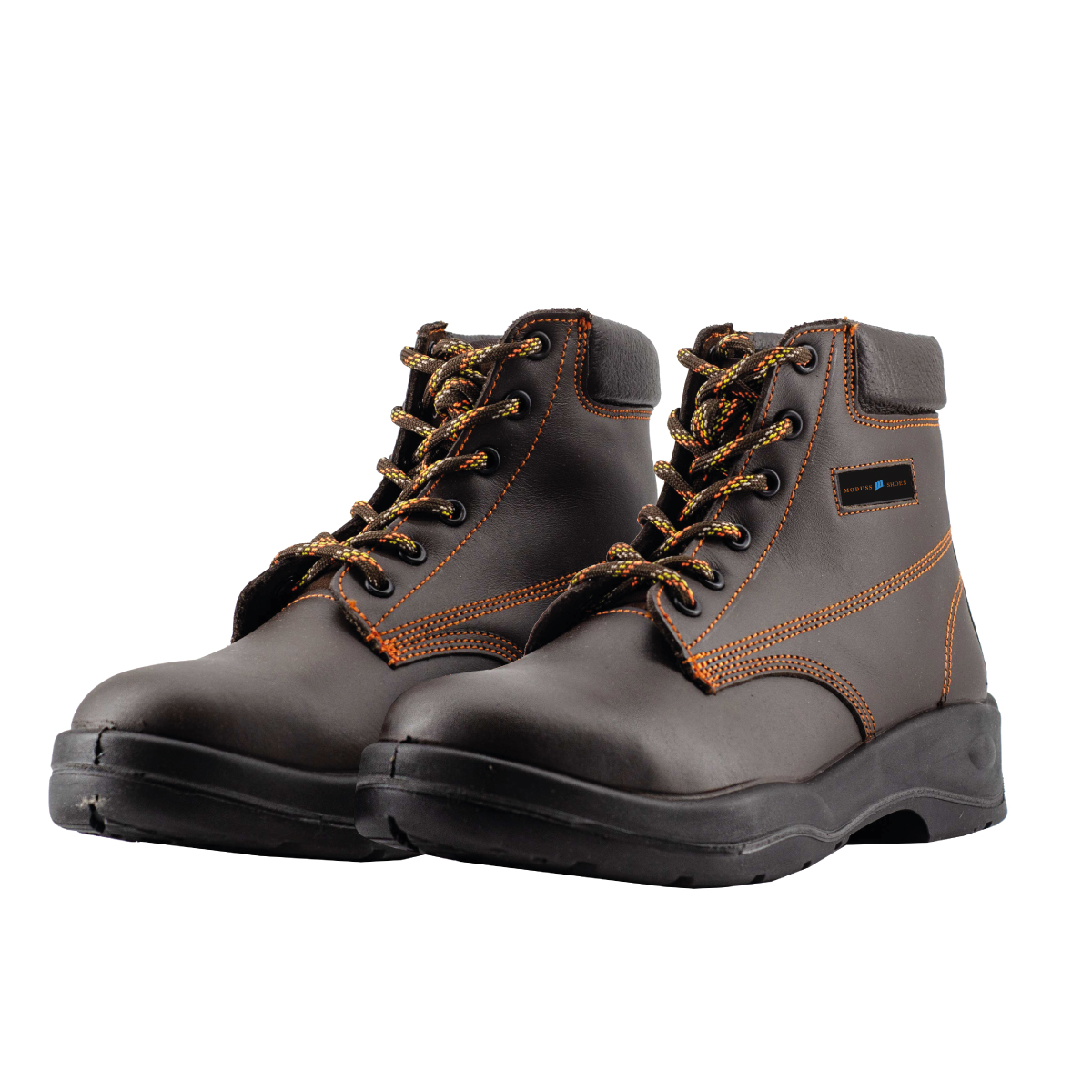 MODUSS SHOES bota de seguridad con punta de acero BORCEGUI MODELO 032 COLOR CAFÉ SUELA NEGRA