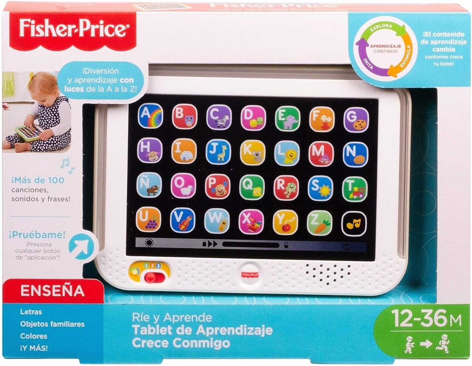 Fisher-Price Ríe y Aprende Juguete para Bebés Tablet de Aprendizaje Crece Conmigo Azul