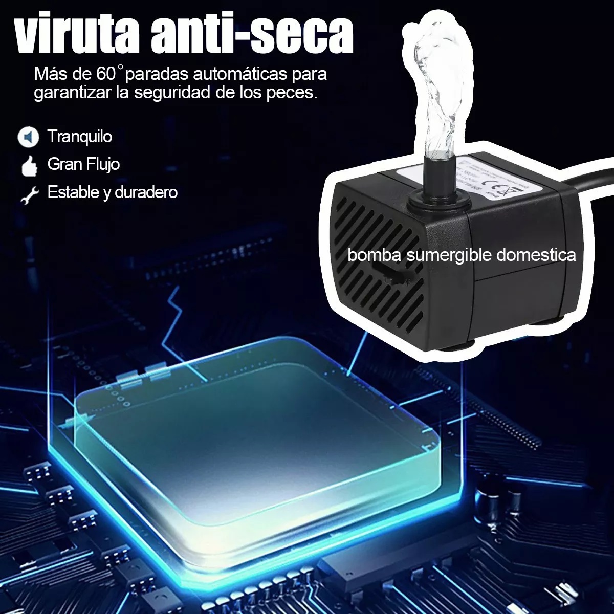 Bomba De Agua Mini Para Pecera Fuente Acuario 0.55m