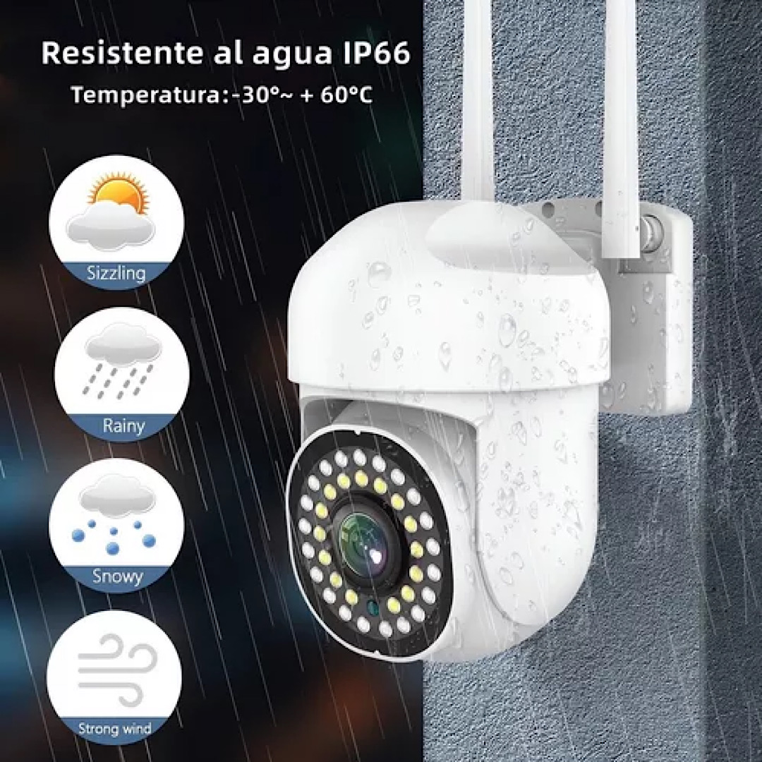 Cámara De Seguridad Exterior Hd 360º Inalámbrica Wifi Alarma