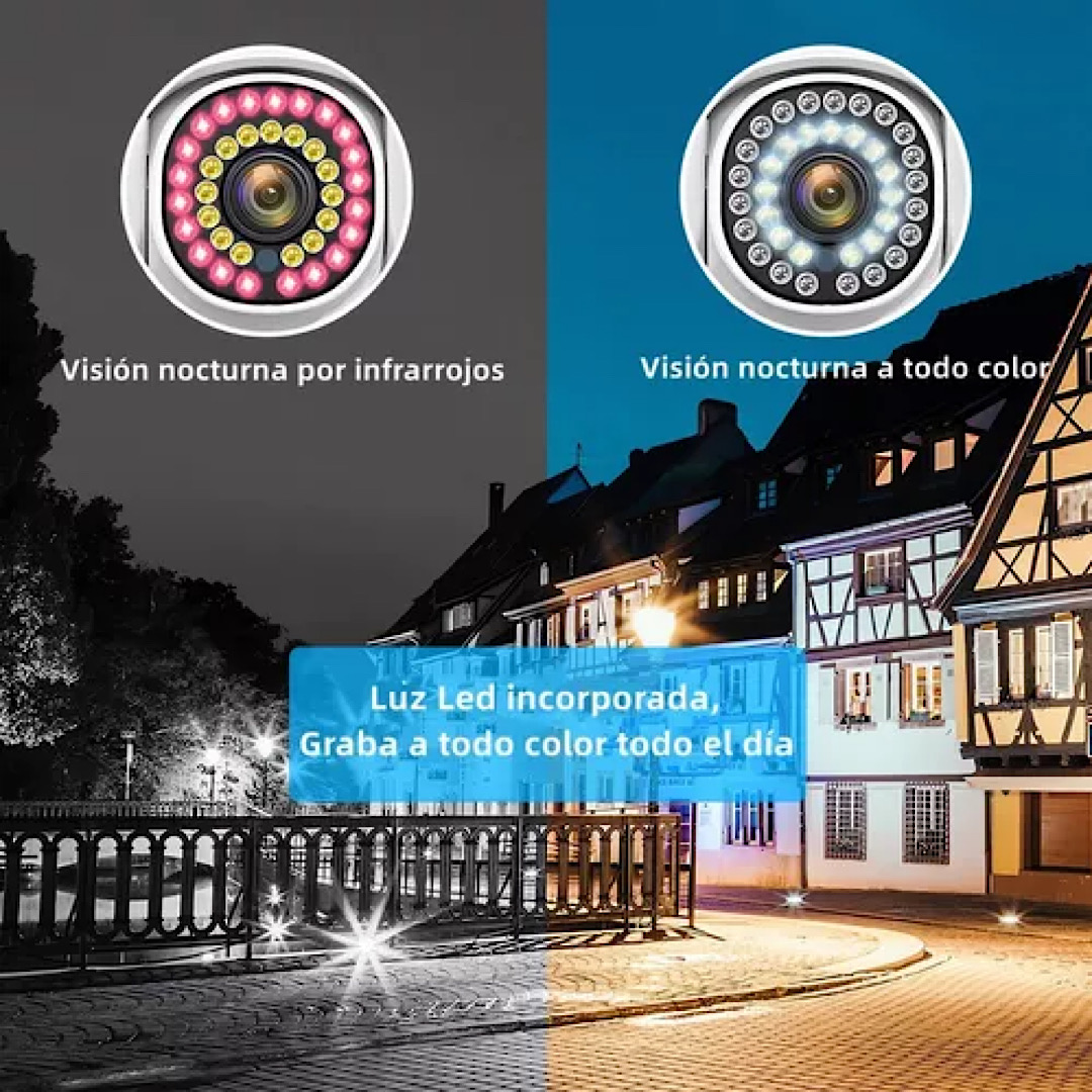 Cámara De Seguridad Exterior Hd 360º Inalámbrica Wifi Alarma