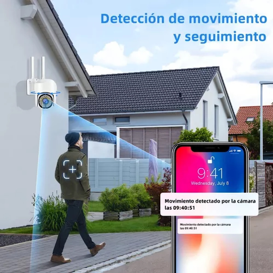 Cámara De Seguridad Exterior Hd 360º Inalámbrica Wifi Alarma