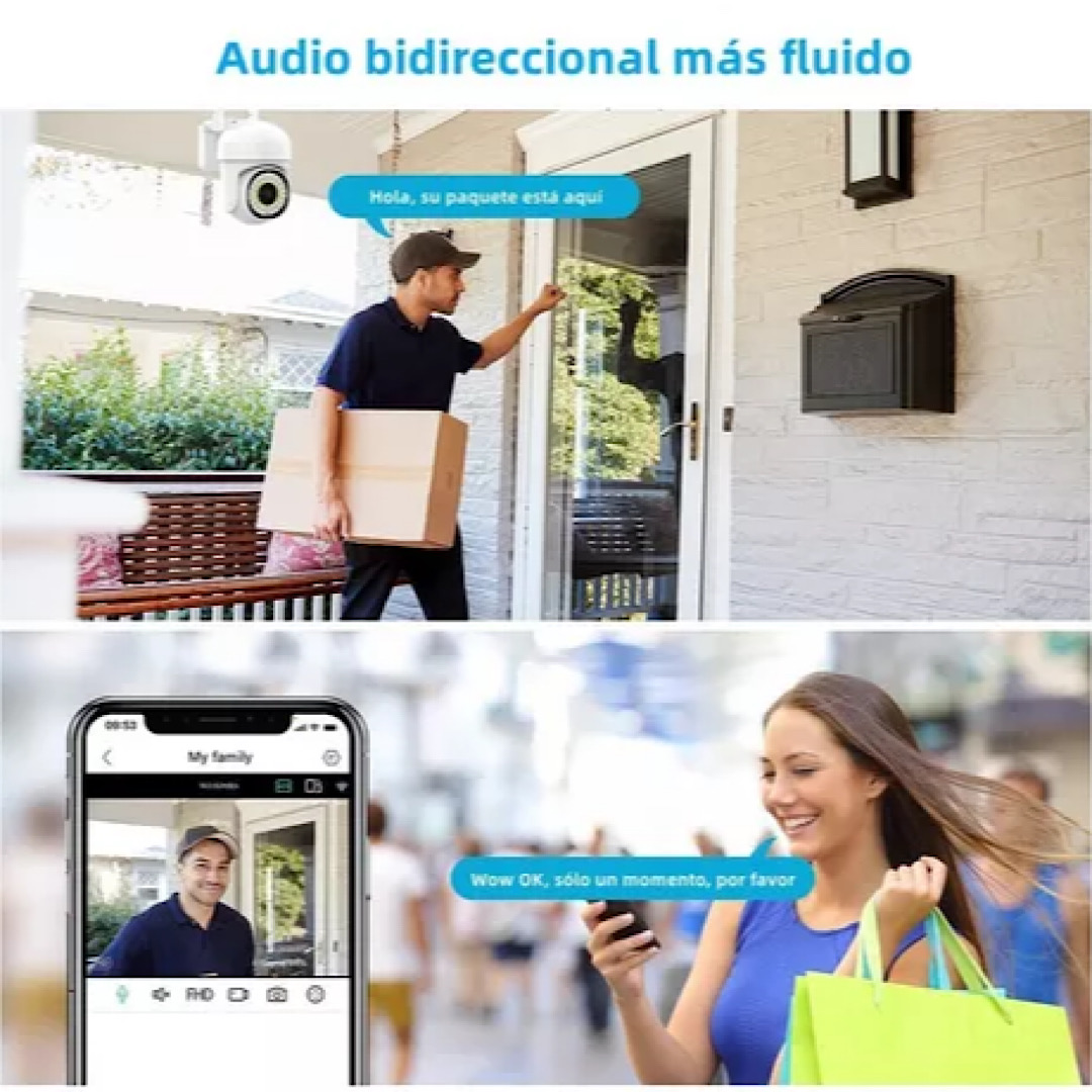 Cámara De Seguridad Exterior Hd 360º Inalámbrica Wifi Alarma