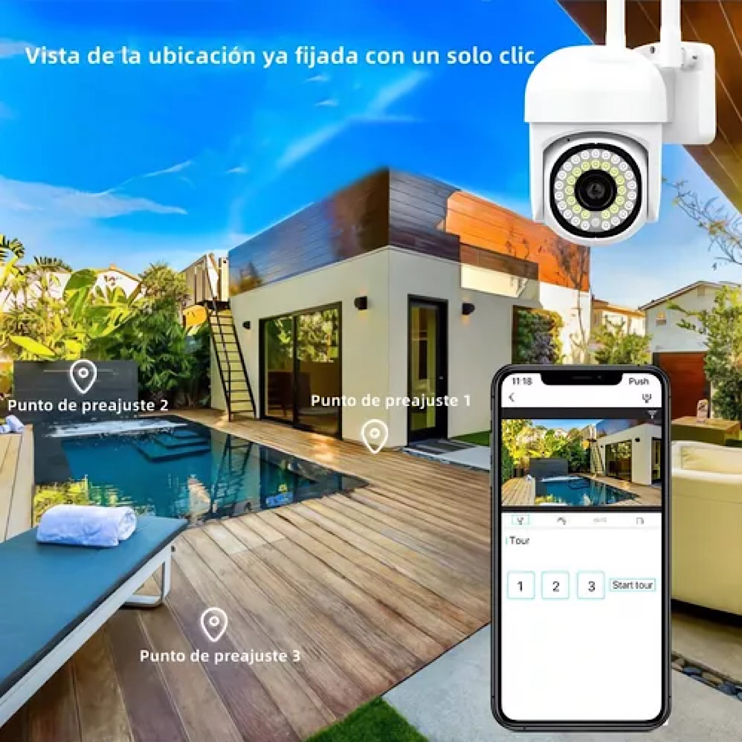 Cámara De Seguridad Exterior Hd 360º Inalámbrica Wifi Alarma