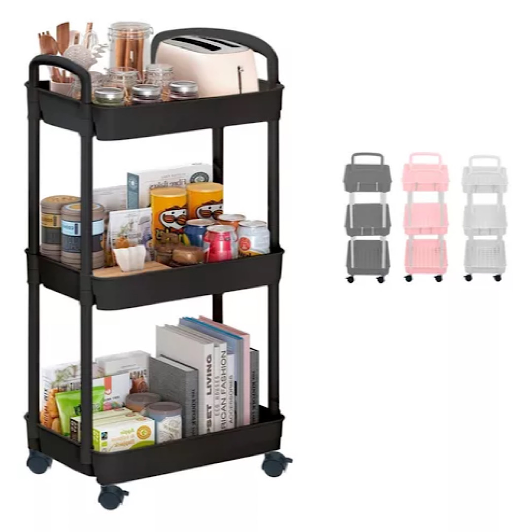 Carrito Auxiliar Organizador Multiusos 3 Niveles Plastico