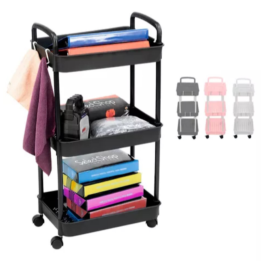 Carrito Auxiliar Organizador Multiusos 3 Niveles Plastico