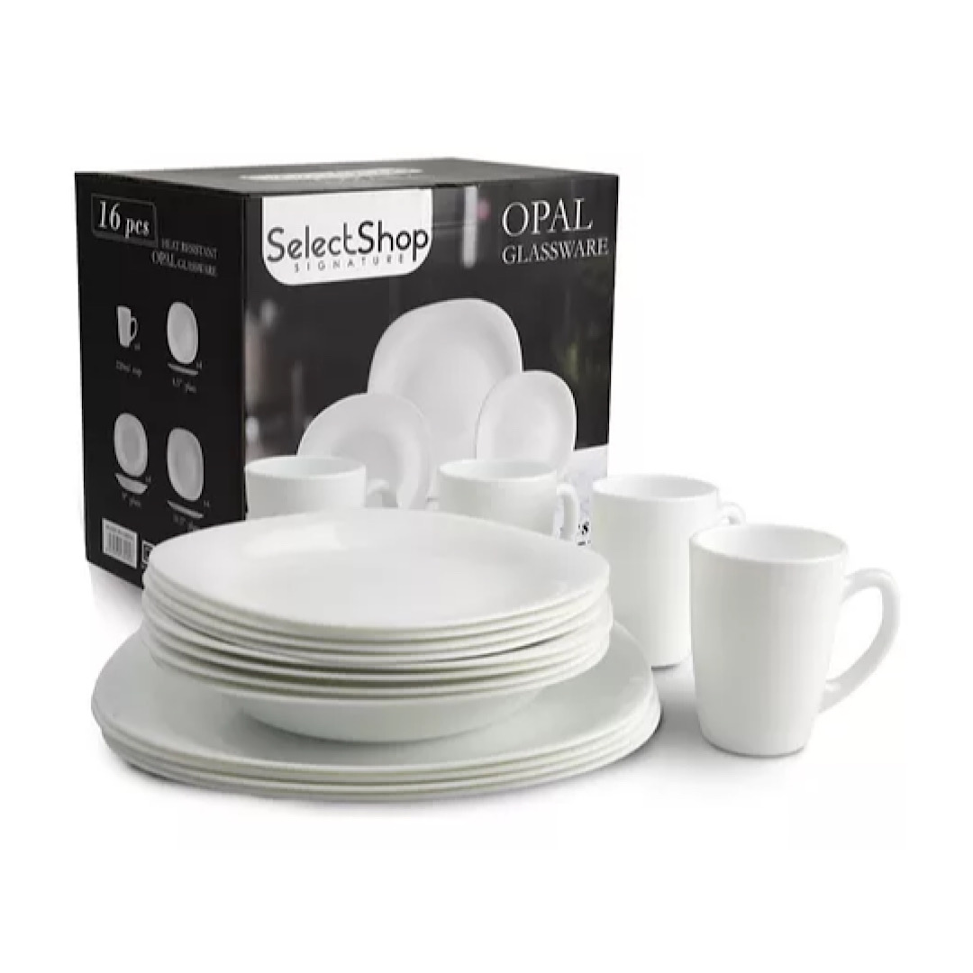 Vajilla Moderna Cuadrada De Opal Resistente 4 Personas 16pzs