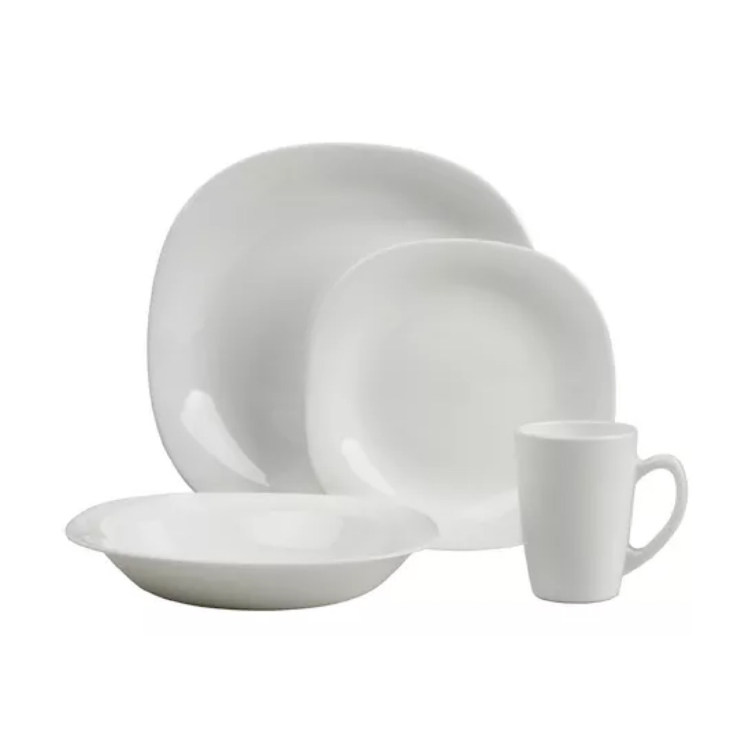 Vajilla Moderna Cuadrada De Opal Resistente 4 Personas 16pzs