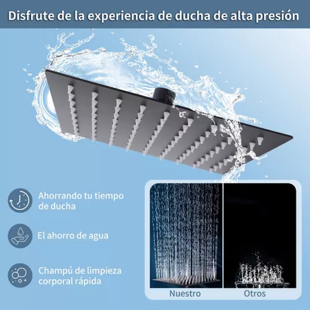 Regadera Cuadrada + Ducha De Mano De Alta Presión 5 Modos