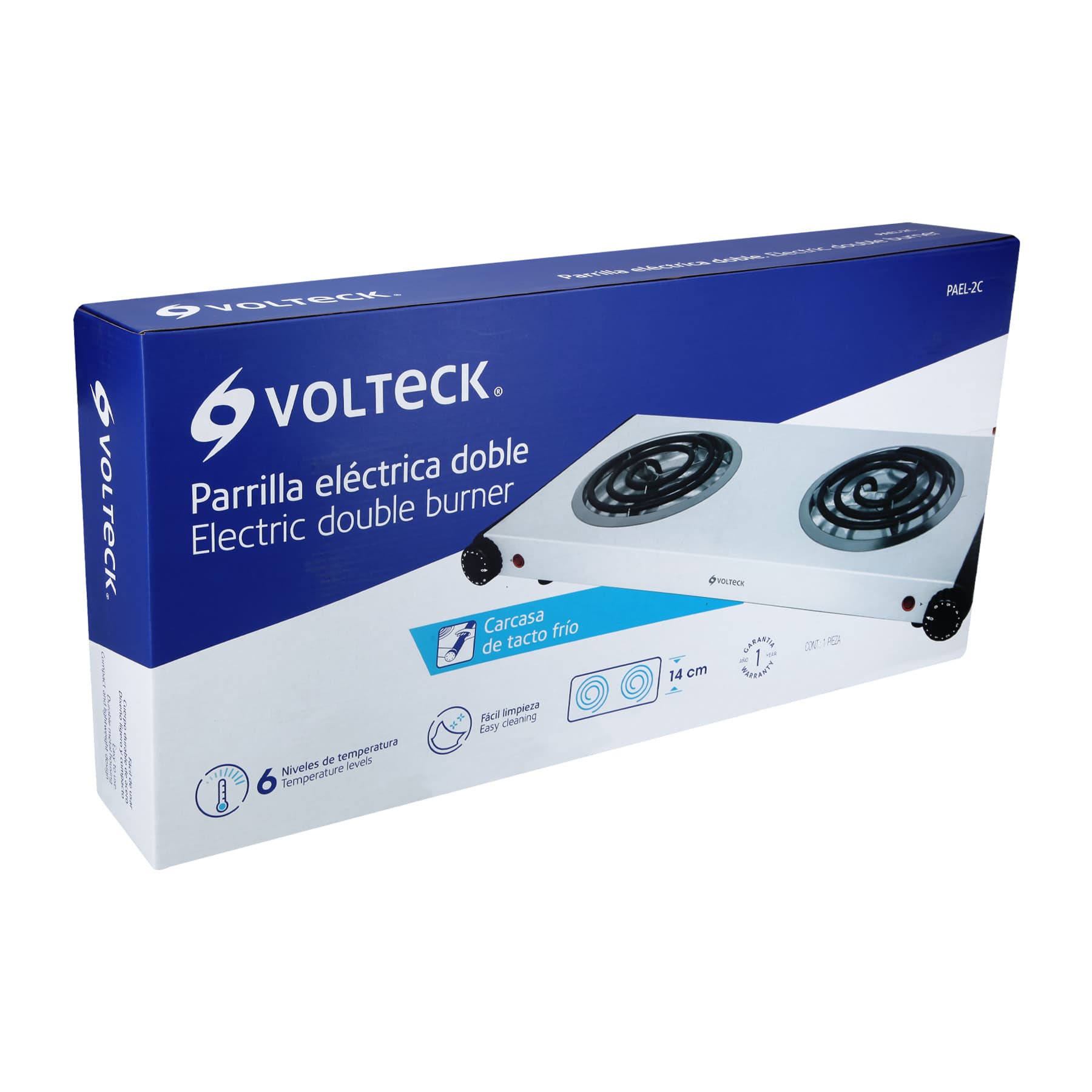 PARRILLA ELÉCTRICA DE DOBLE RESISTENCIA, BLANCA, VOLTECK 48127