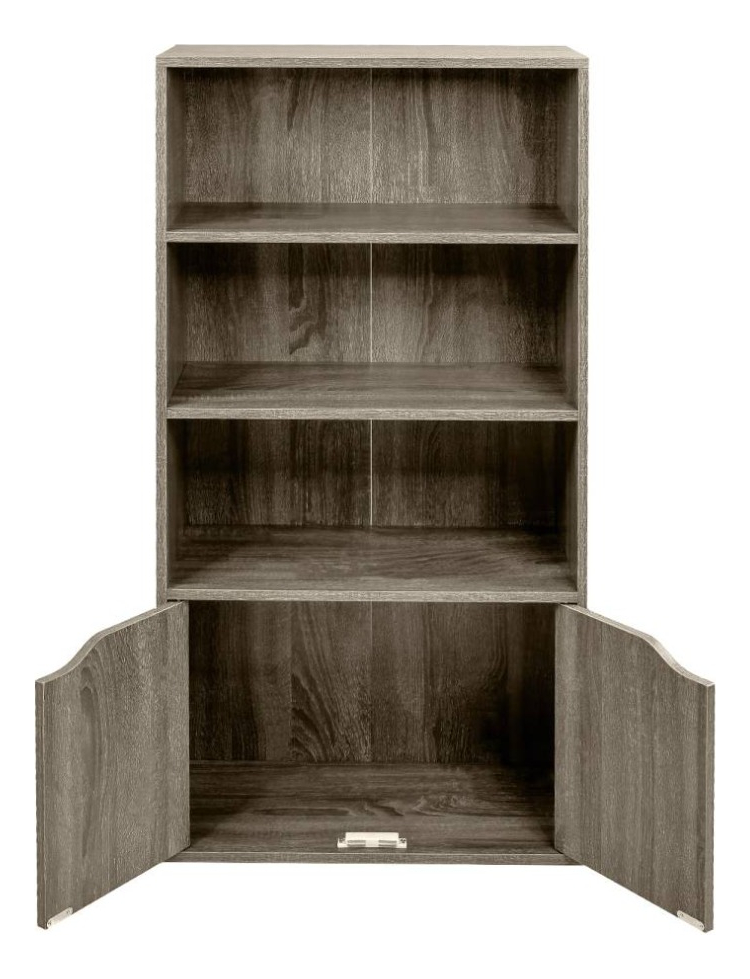 Estantería Gris 3 Niveles 2 Puertas Almacenamiento