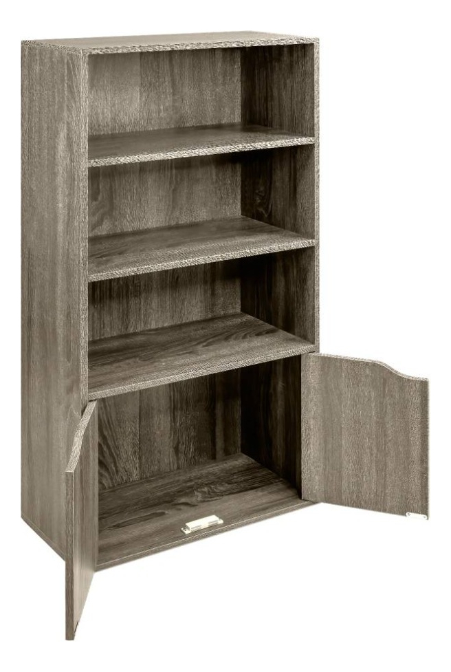 Estantería Gris 3 Niveles 2 Puertas Almacenamiento