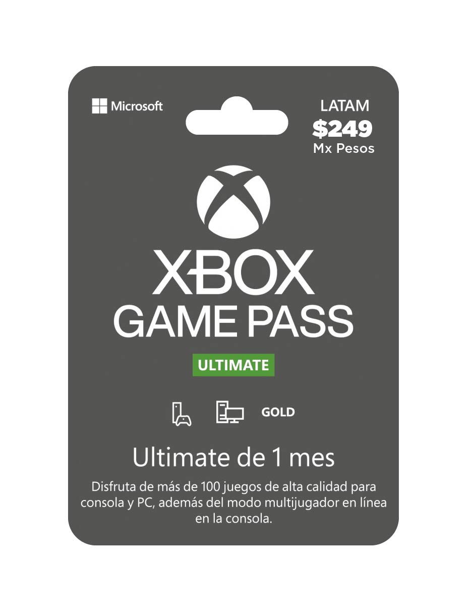 Microsoft Xbox Gamepass Ultimate 1 mes tarjeta prepago, Pin Digital
