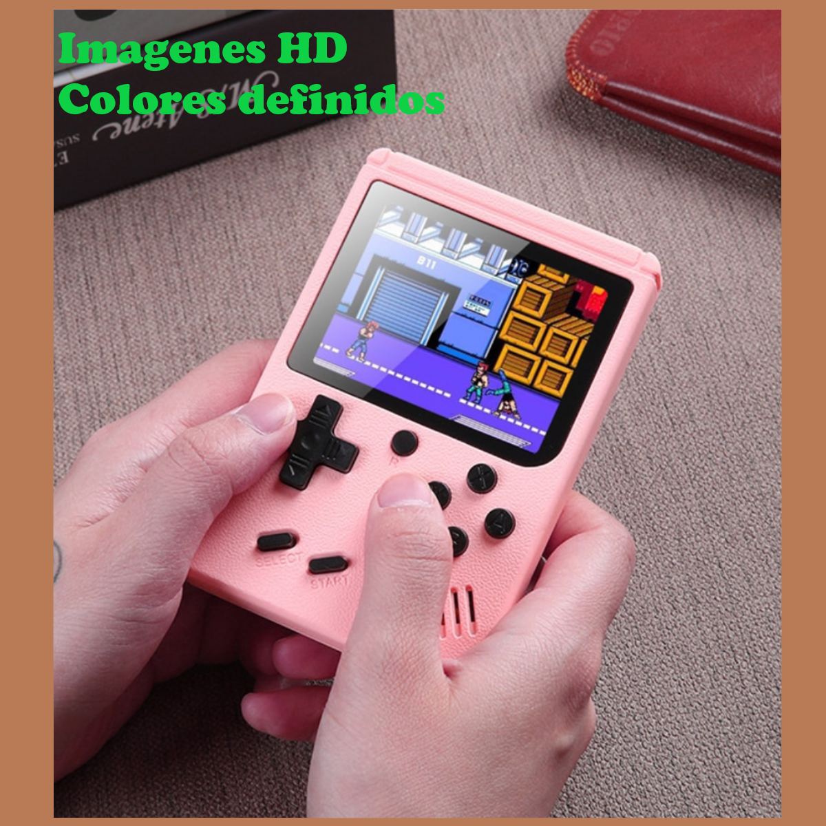 Mini consola portátil retro videojuegos 8 bits color LCD 3" 500 juegos verde recargable usb HD