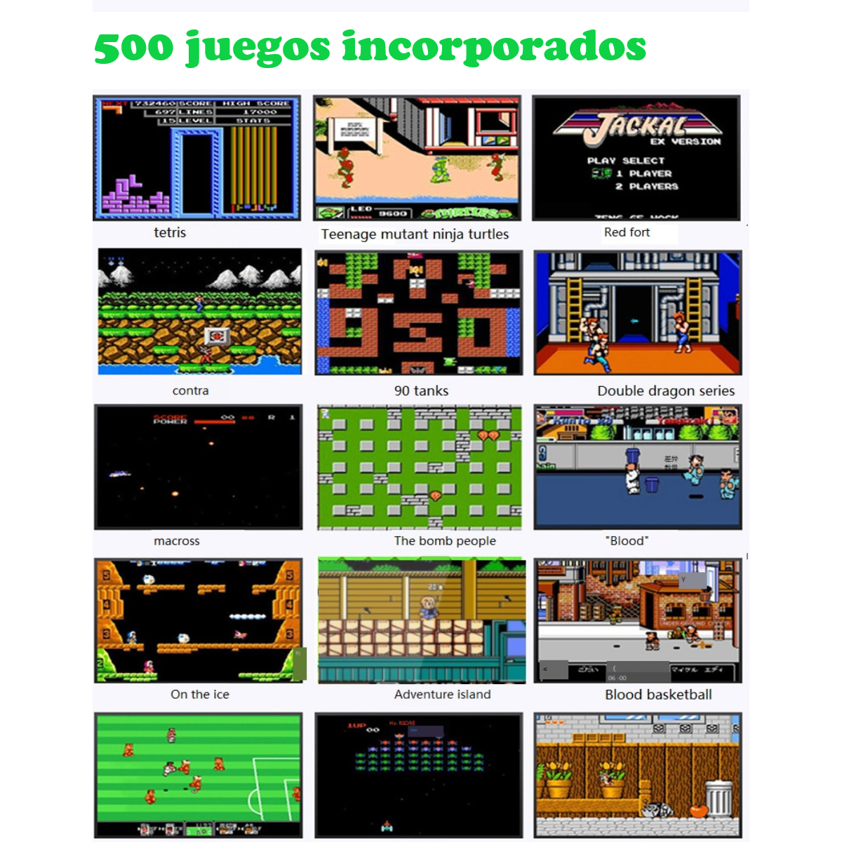 Mini consola portátil retro videojuegos 8 bits color LCD 3" 500 juegos verde recargable usb HD