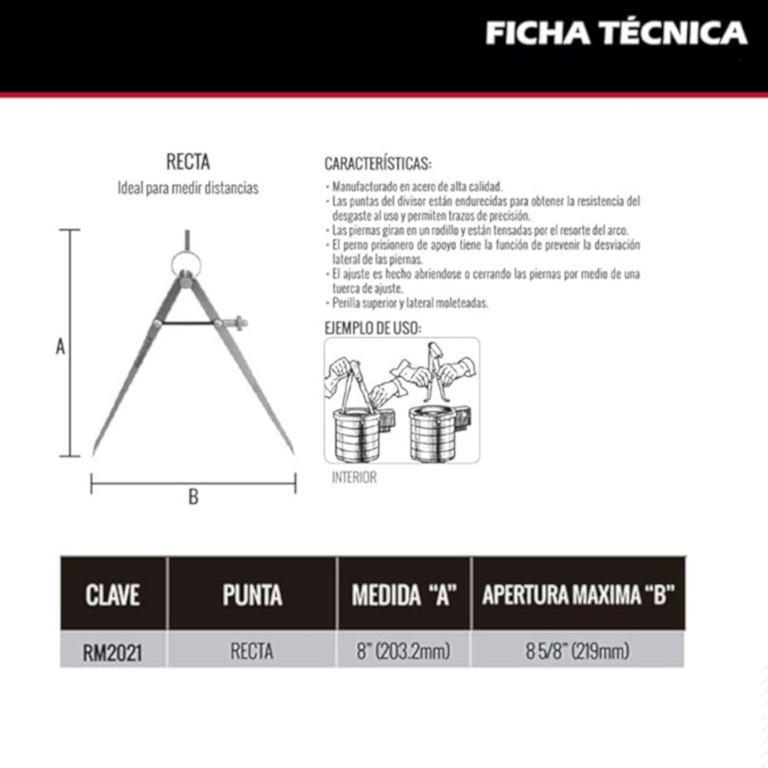 Compás De Punta Recta 8 (203,2mm)
