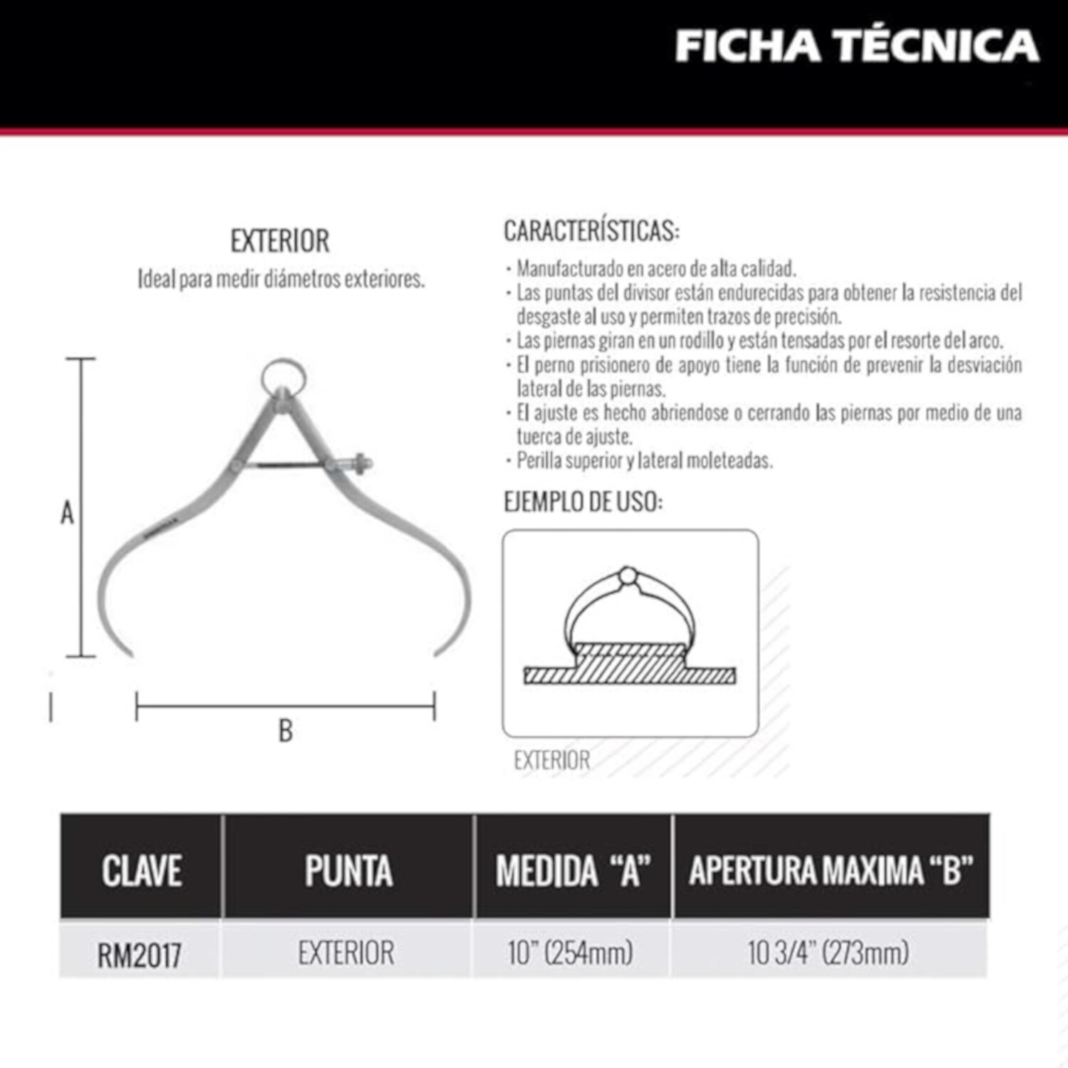 Compás Punta Exterior 10  (254mm)