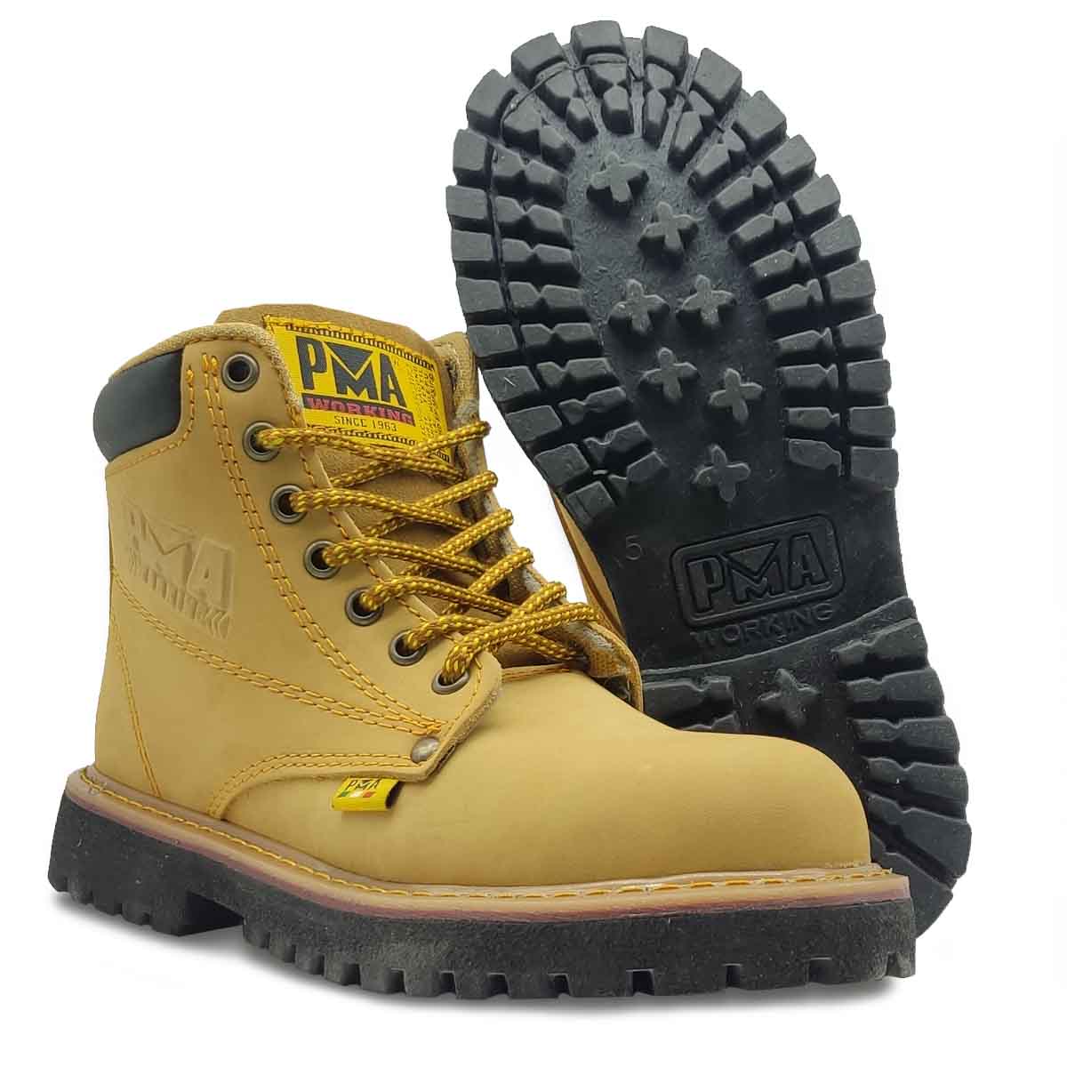 Bota Miel suela Negra Nobuck Caballero Hombre Pma Industriales De Trabajo Sin/casquillo