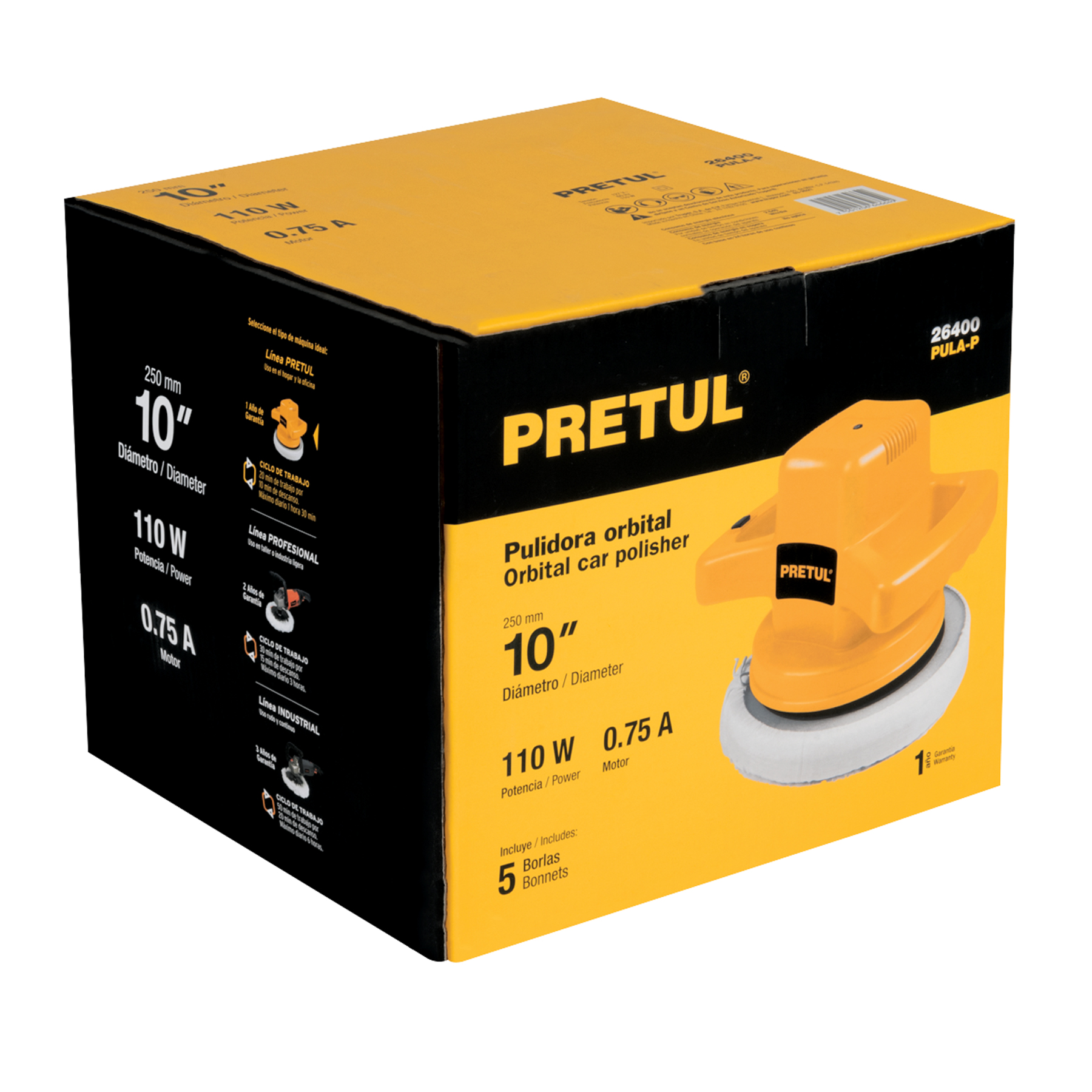 PULIDORA 10" 110 W, PRETUL 26400