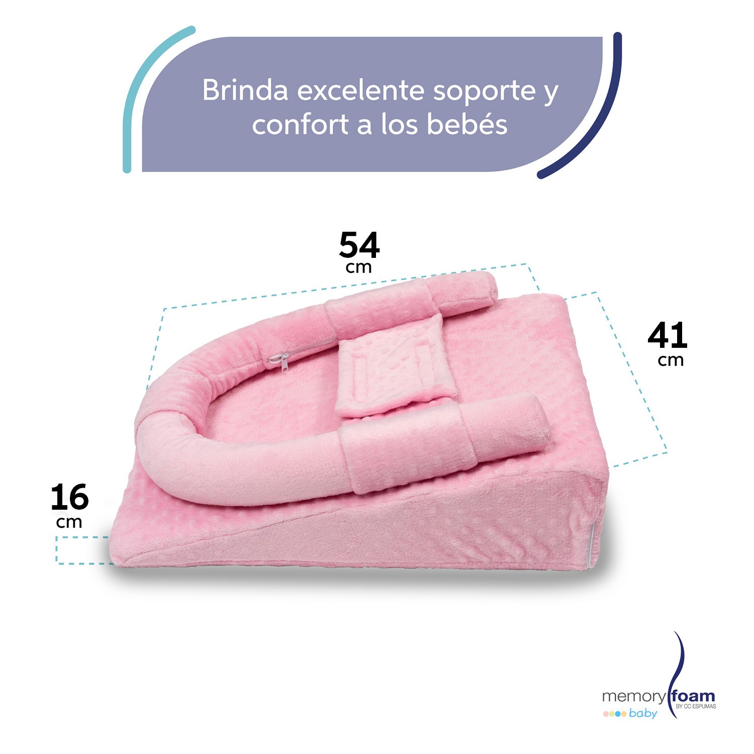 Memory Foam | Cojin Antirreflujo De Bebé/ Colchón Antirreflujo De Bebé - Soporte, Seguridad Y Suavidad - Suave Y Seguro - Hecho De Espuma-Color Rosa.