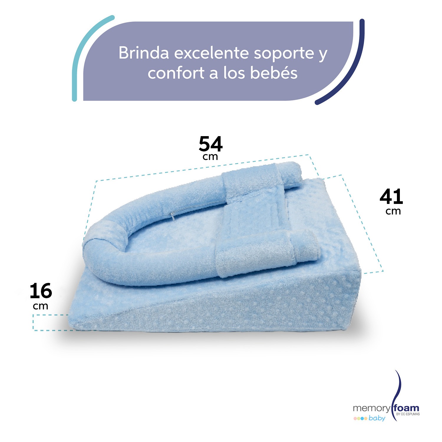 Memory Foam | Cojin Antirreflujo De Bebé/ Colchón Antirreflujo De Bebé - Soporte, Seguridad Y Suavidad - Suave Y Seguro - Hecho De Espuma-Color Azul.