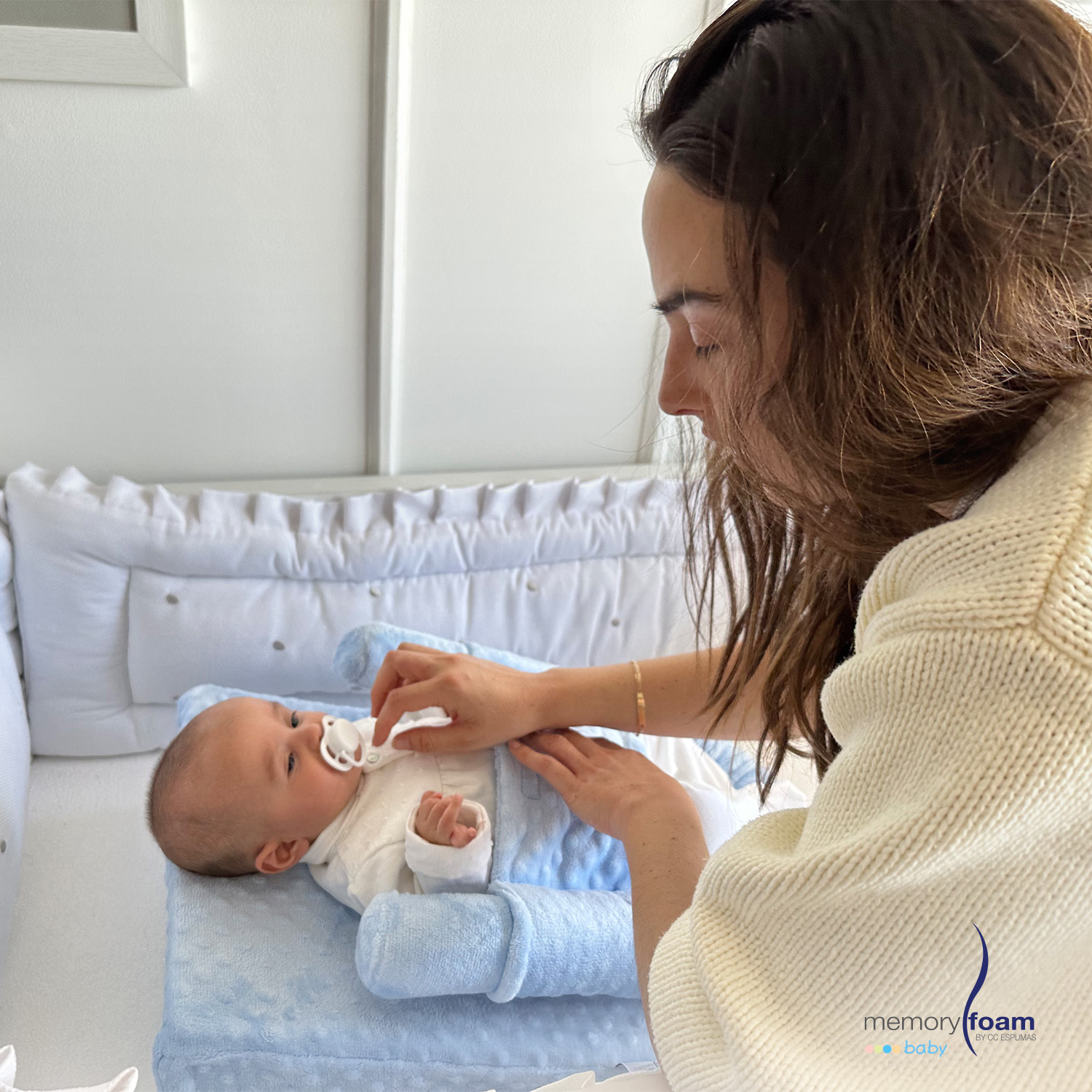 Memory Foam | Cojin Antirreflujo De Bebé/ Colchón Antirreflujo De Bebé - Soporte, Seguridad Y Suavidad - Suave Y Seguro - Hecho De Espuma-Color Azul.