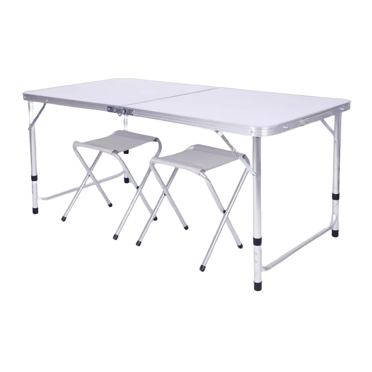 Mesa Plegable Portafolio Portátil Jardín 1.2m + 2 Taburetes Blanco