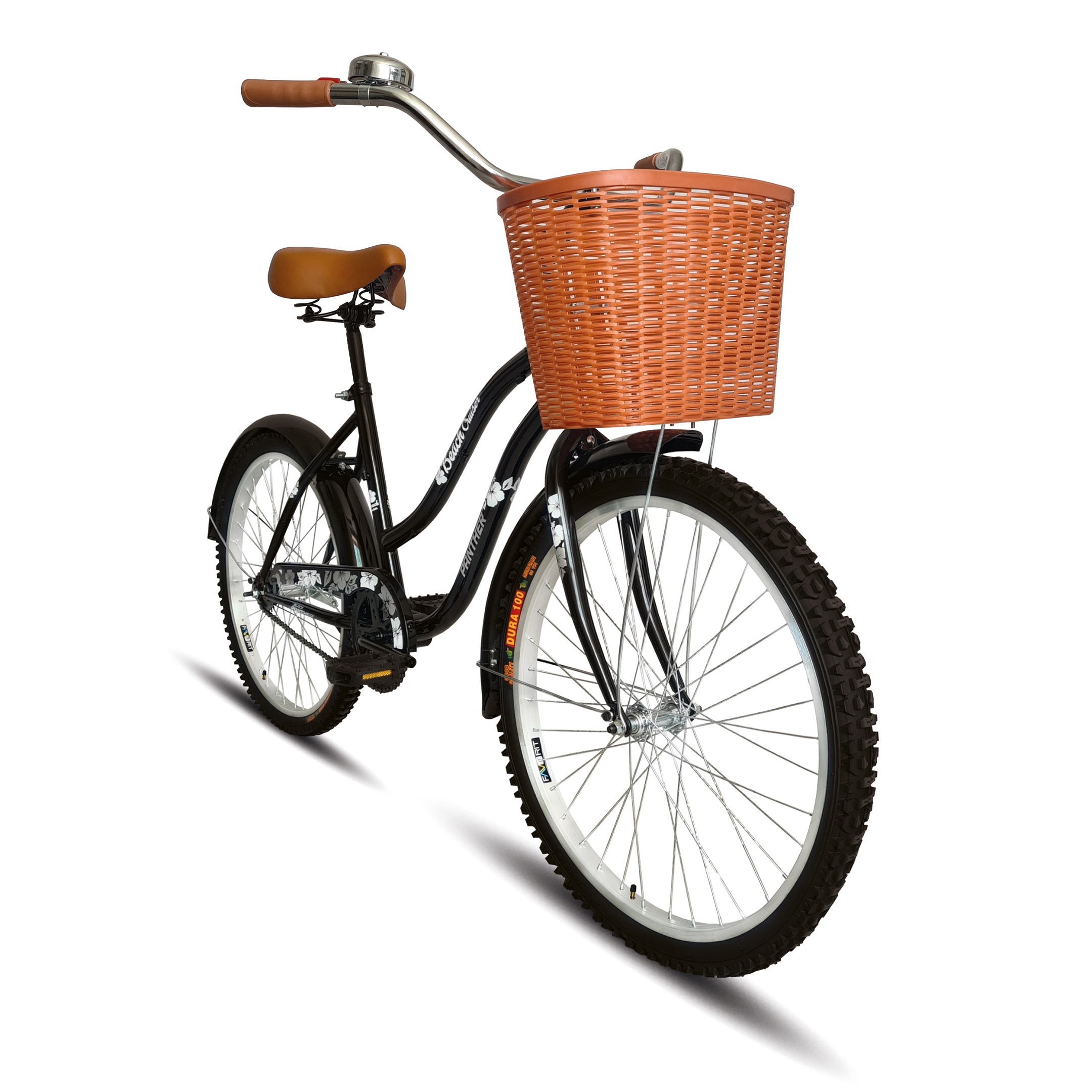 Bicicleta Vintage Beach Cruiser Rodada 24 Con Canasta Y Timbre Negro