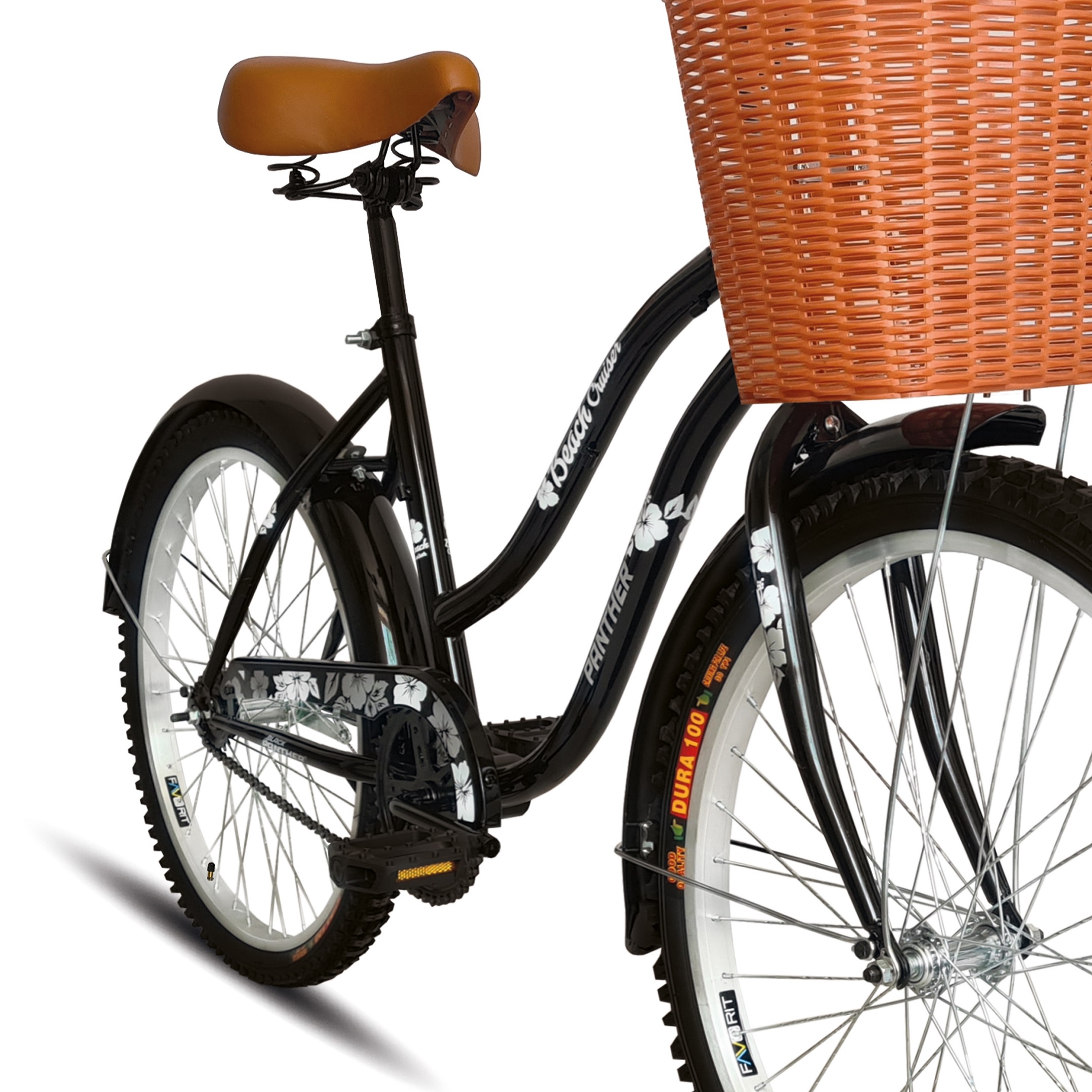 Bicicleta Vintage Beach Cruiser Rodada 24 Con Canasta Y Timbre Negro