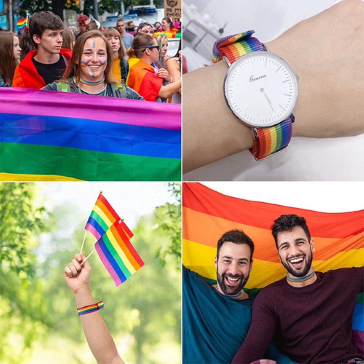 Reloj Pulsera Lgbt Orgullo Gay Extensible Arcoíris Colores