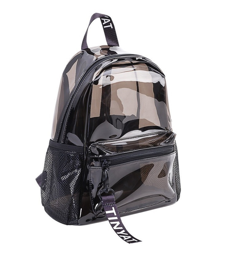 Mochila Transparente De Moda Casual Impermeable Para Mujer negro