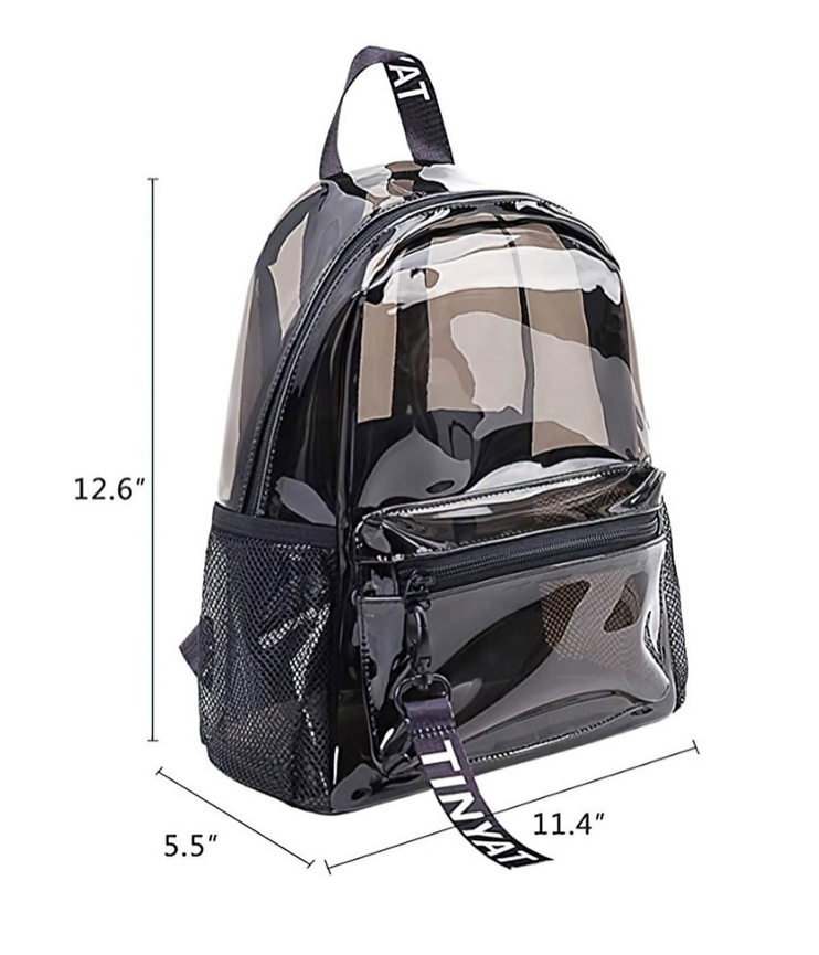 Mochila Transparente De Moda Casual Impermeable Para Mujer negro