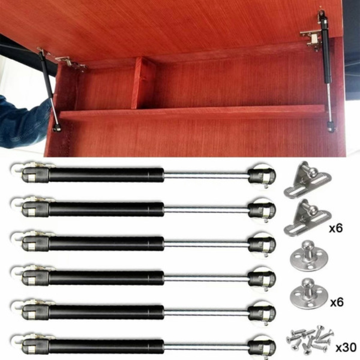 Pistón Elevable De Gas Amortiguador Para Puertas Alacenas Negro