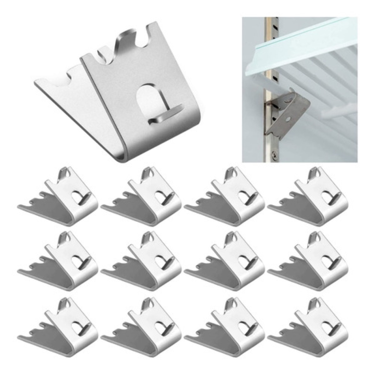 12 Pcs Clip Soporte Para Parrilla Estante De Refrigerador Plata 