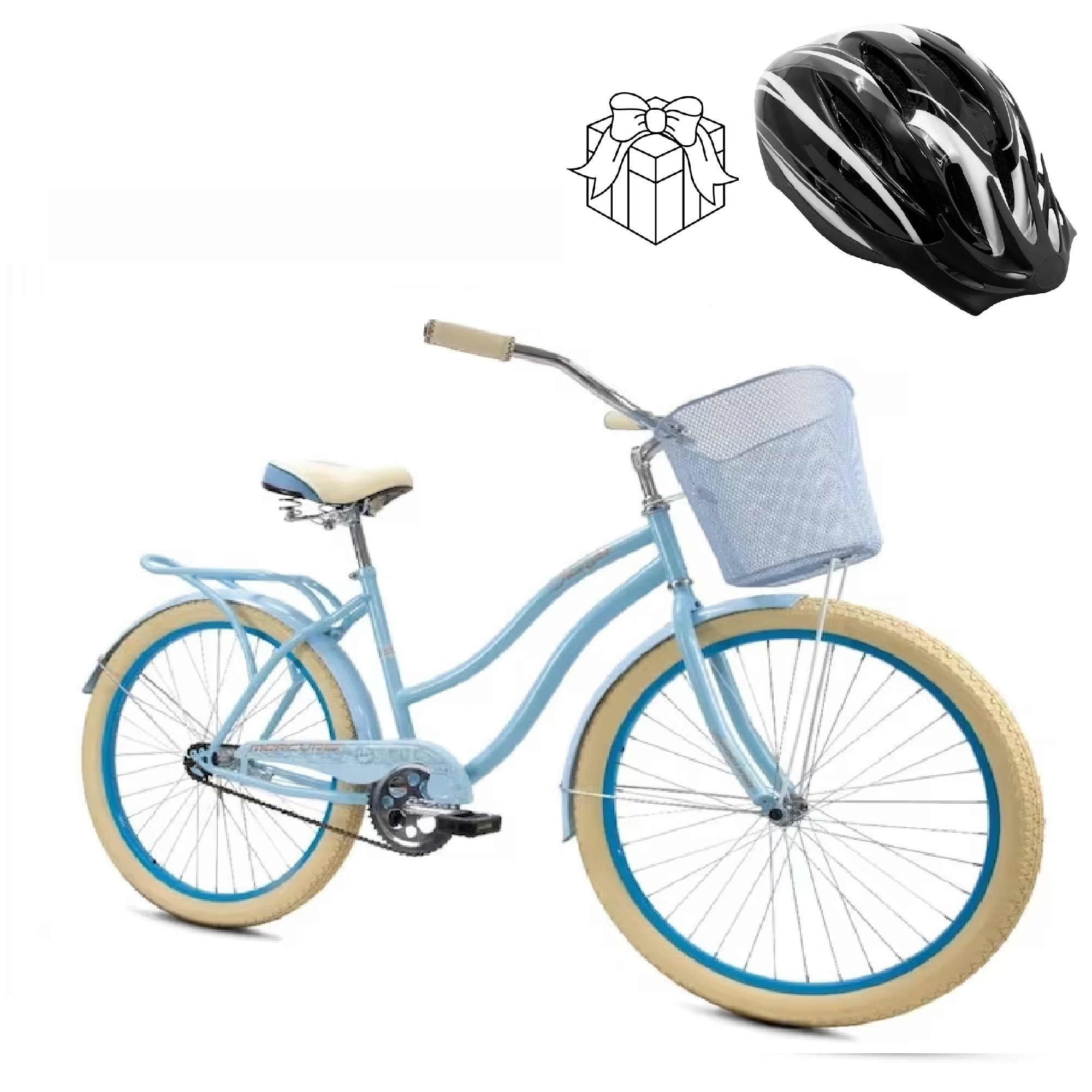 Bicicleta Mercurio Cruiser Dama R26 Azul + Casco de Regalo 