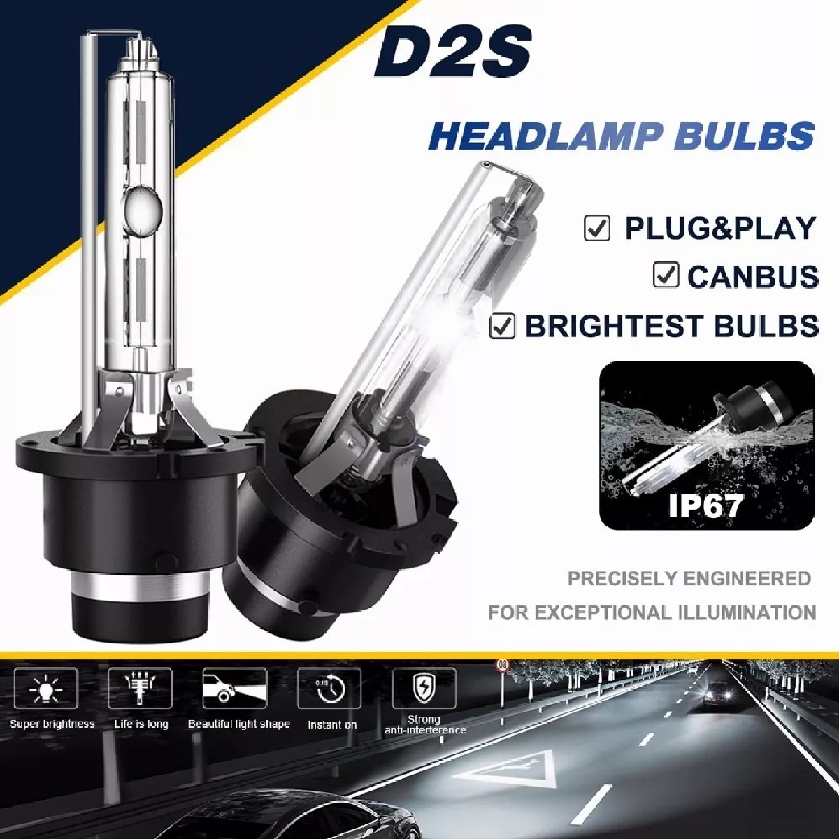 Kit De Faros De Xenón 6000k 8000 Lúmenes D2s D2r D2c