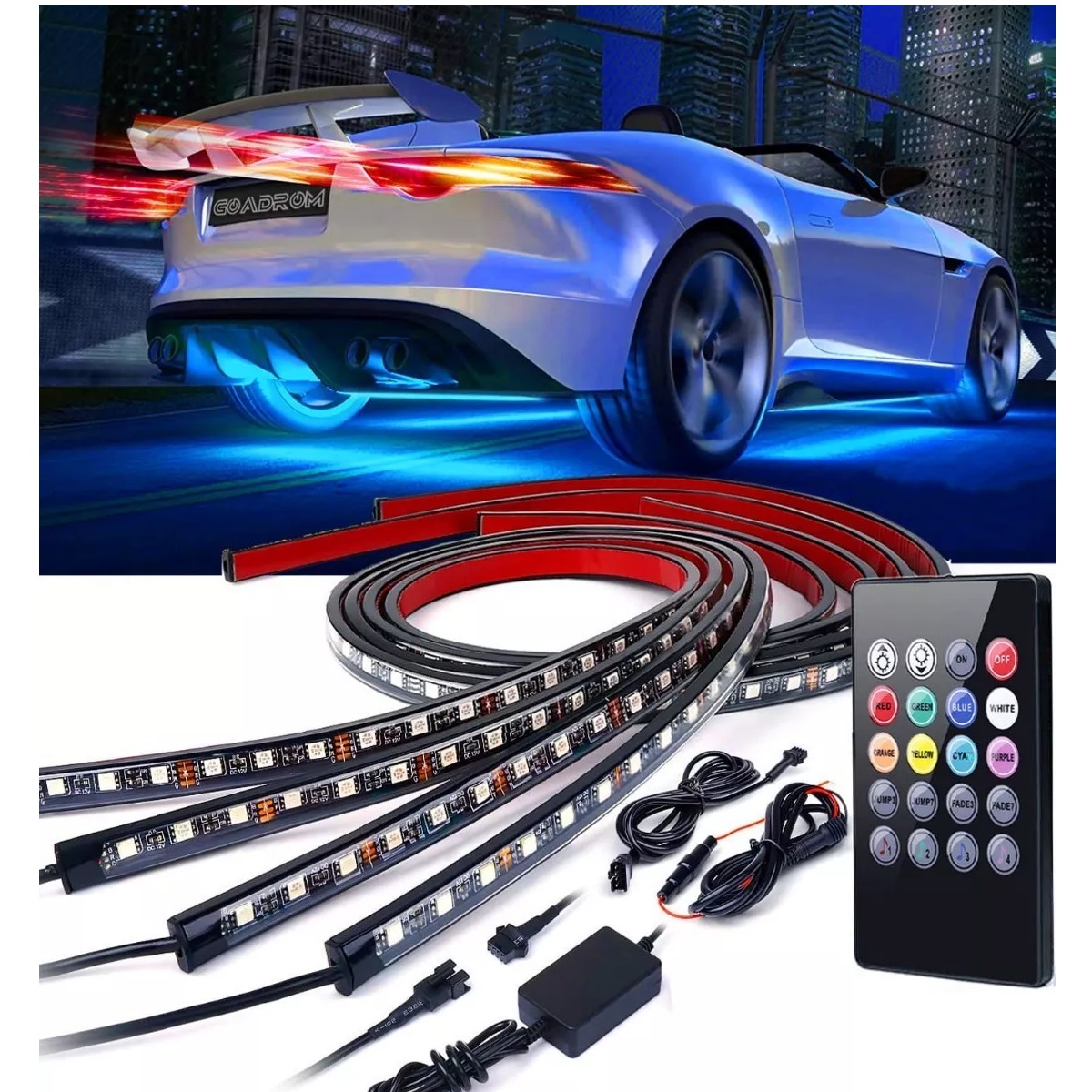 Juego De 4 Tira Led Rgb Para Tubo De Auto Coche Chasis